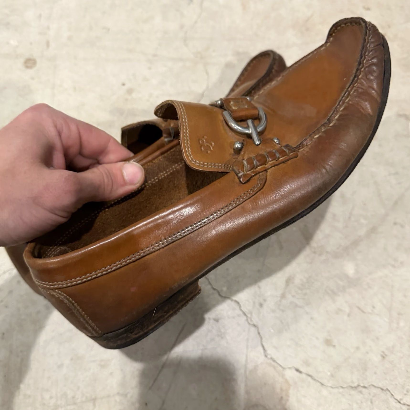 Donald Pliner DONALD PLINER Dustee Brown Leather Loafers Mens 9.5 M Italy Dress/Casual Slip On Suede Leather Cushioned Size US 9 / EU 42 - 3 Thumbnail