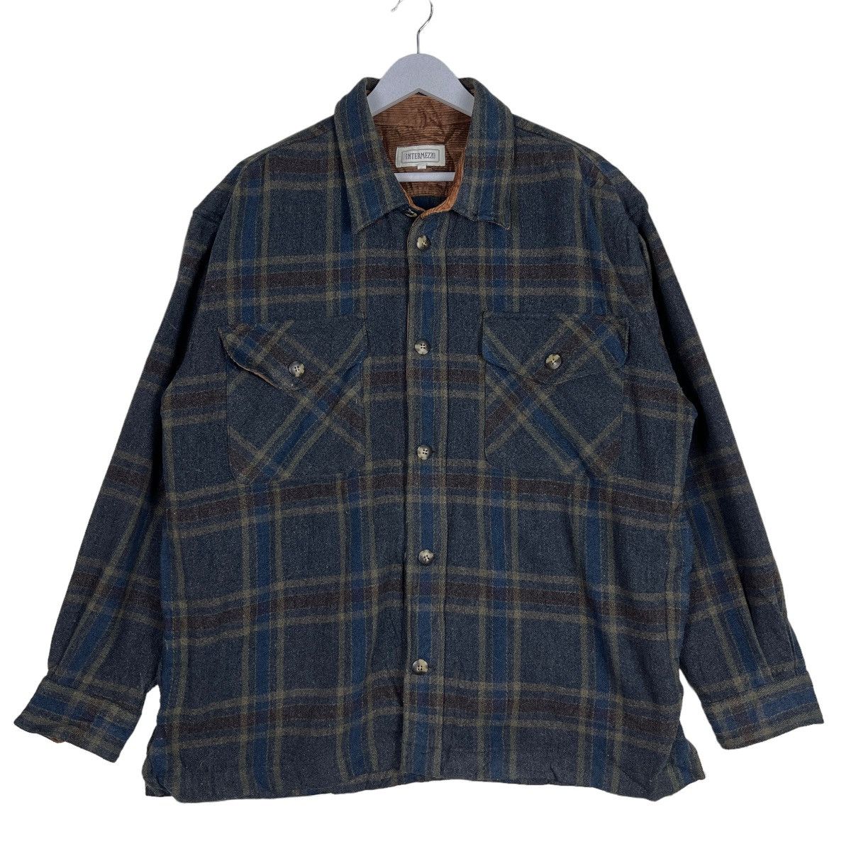 Issey Miyake 🔥 VINTAGE INTERMEZZO WOOL PLAID SHADOWS CPO JACKET Size US L / EU 52-54 / 3 - 3 Thumbnail