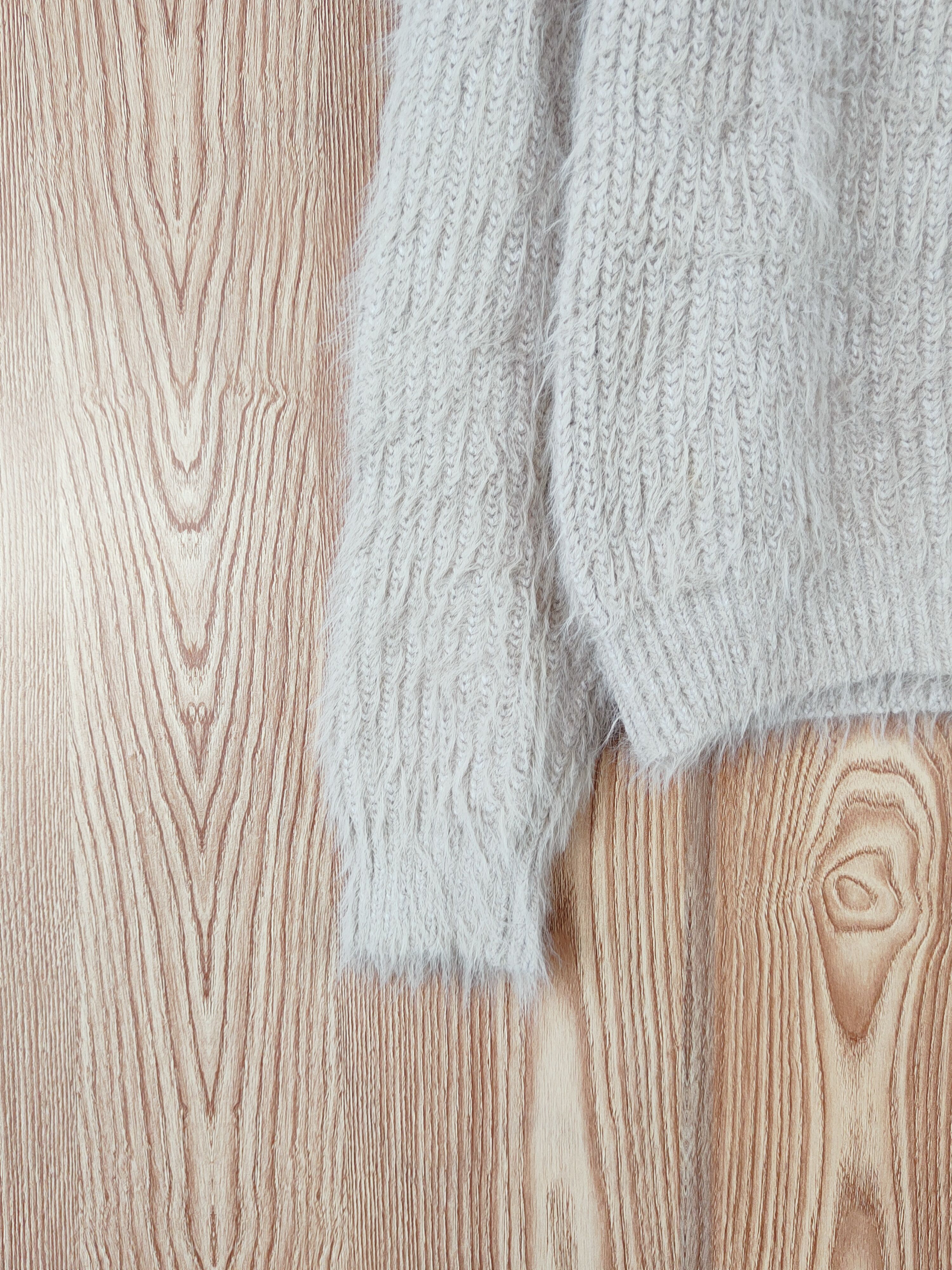 Homespun Knitwear RD Beige Shag Shaggy Fur Mohair Knitwear #W761 Size XS / US 0-2 / IT 36-38 - 4 Thumbnail