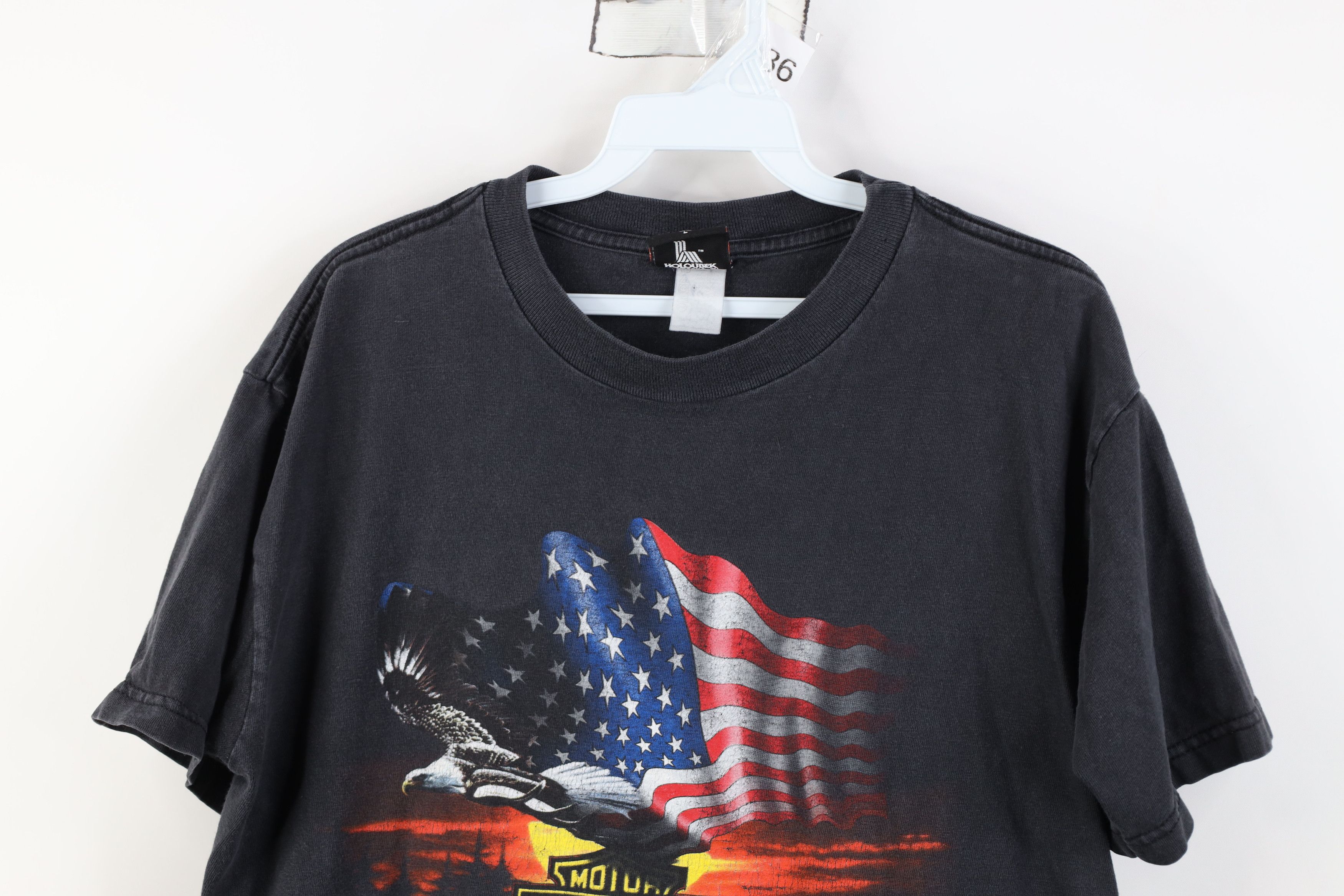 Harley Davidson Vintage Y2k 2002 Harley Davidson Eagle Flag T-Shirt USA Size US L / EU 52-54 / 3 - 2 Thumbnail
