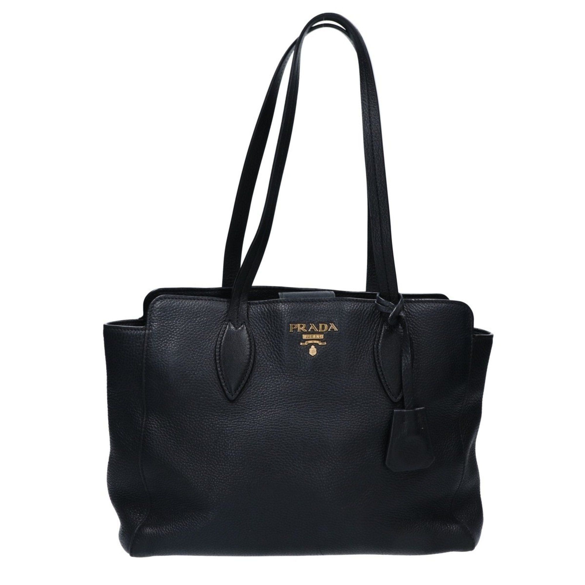 image of Prada 1Bg111 Vitello Phenix Buttero Leather Tote Bag Nero For Women in Black