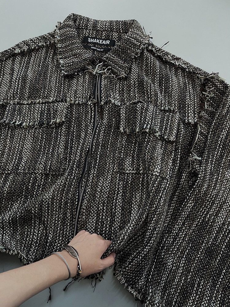Japanese Brand × Vintage Avant garde distressed fringe mixed raw trucker jacket Size US XL / EU 56 / 4 - 7 Thumbnail