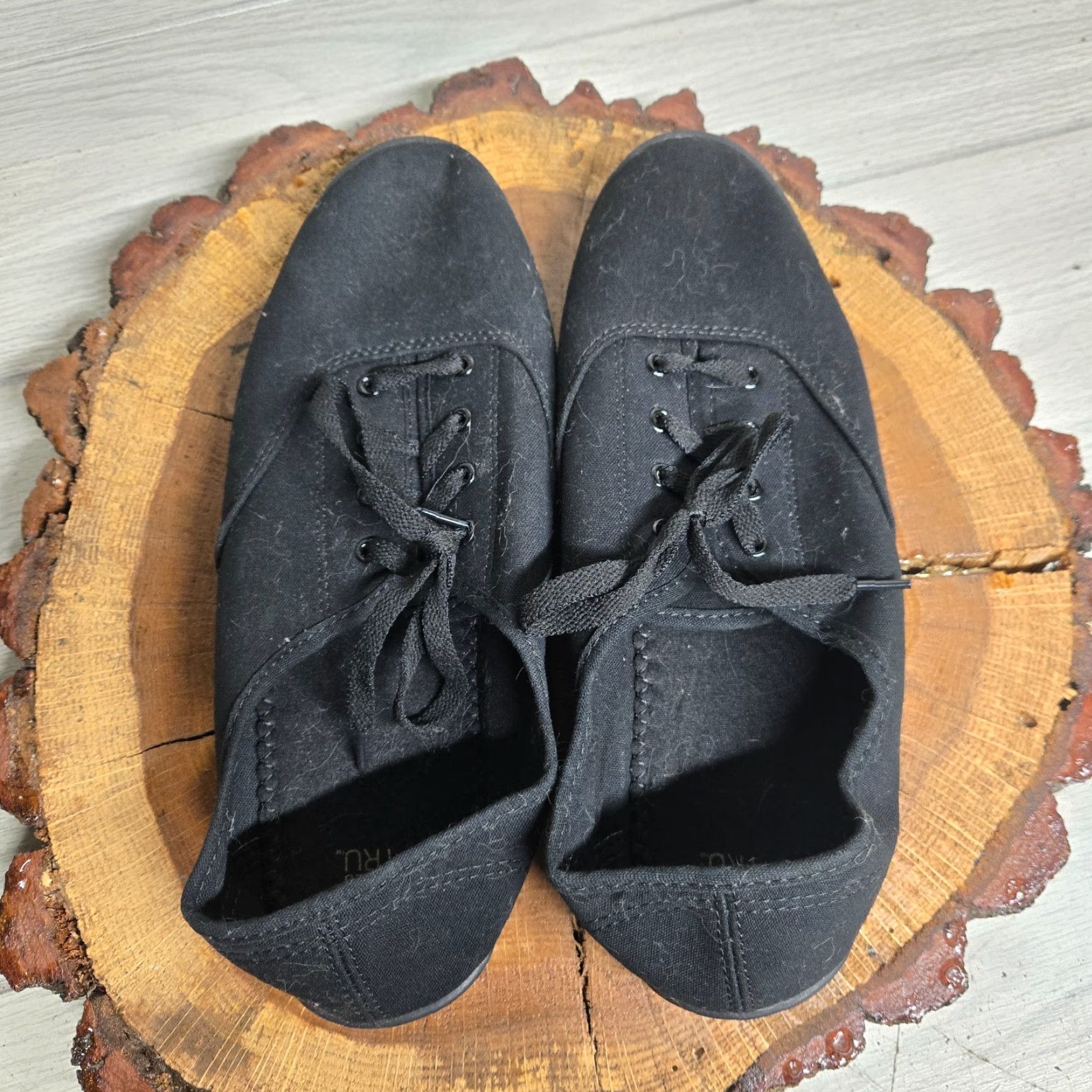 Vintage Time And Tru Black Loafer Scrunch Women Wide 11 US 43 EU 9 UK 9 Brand New Lace Up Studded Memory Foam Flat Square Toe Slip On Footwear Size US 11 / IT 41 - 5 Thumbnail