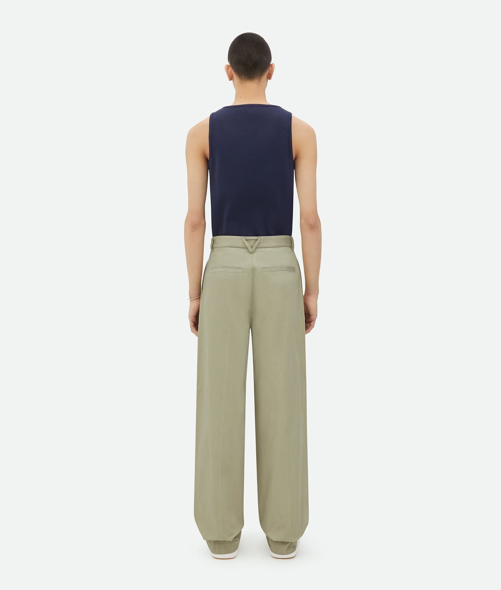 Bottega Veneta o1n1vont1224 Wide Leg Cotton Twill Chino Trousers Green Size US 32 / EU 48 - 3 Thumbnail