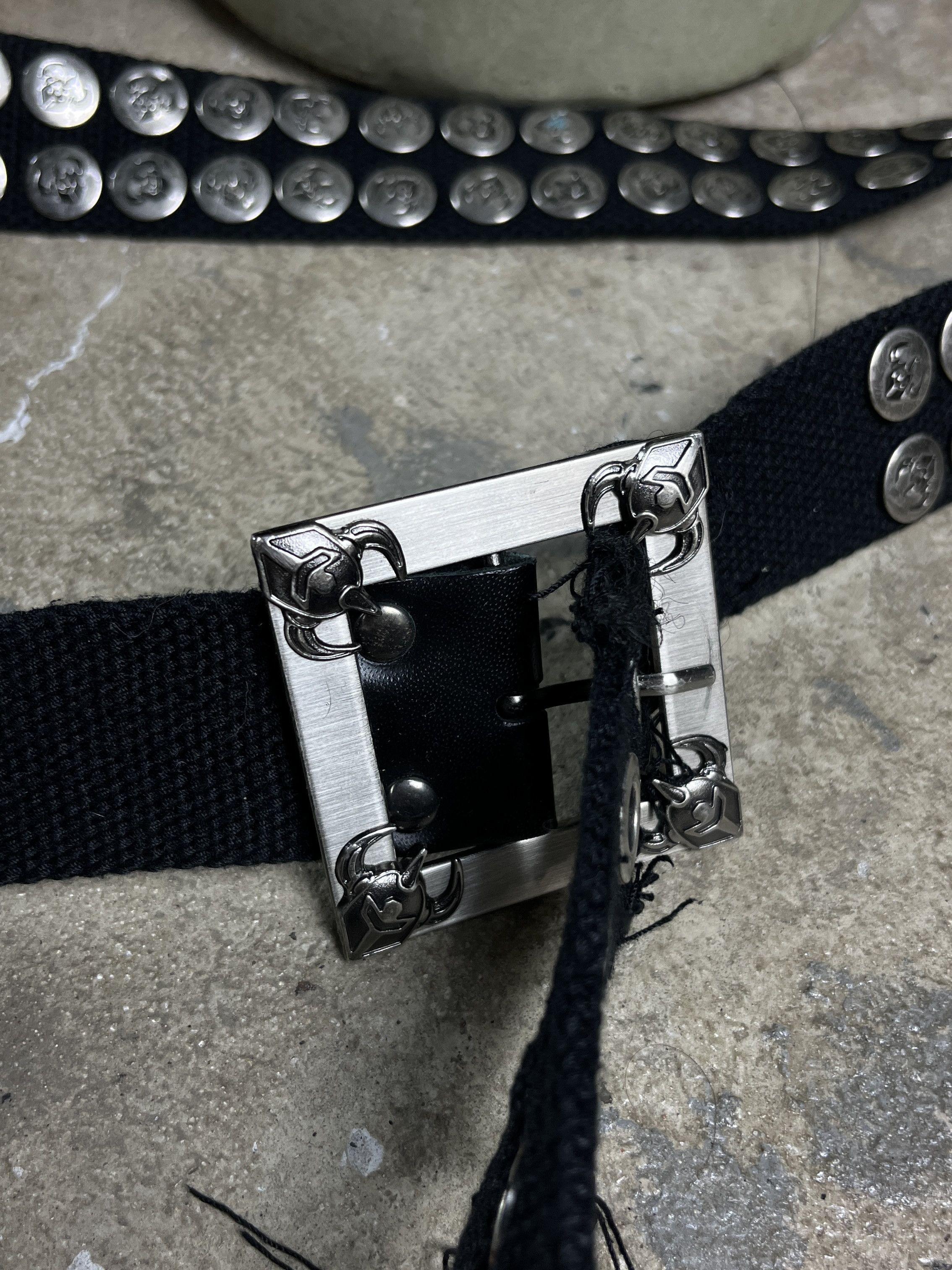 Vintage BLACK METAL STUDDED WEBBING BELT - № 4510 Size ONE SIZE - 3 Thumbnail