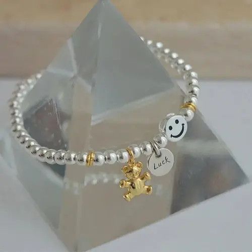 Other Elastic Silver Color Lucky Bear Pendant Bracelet Size ONE SIZE - 3 Thumbnail