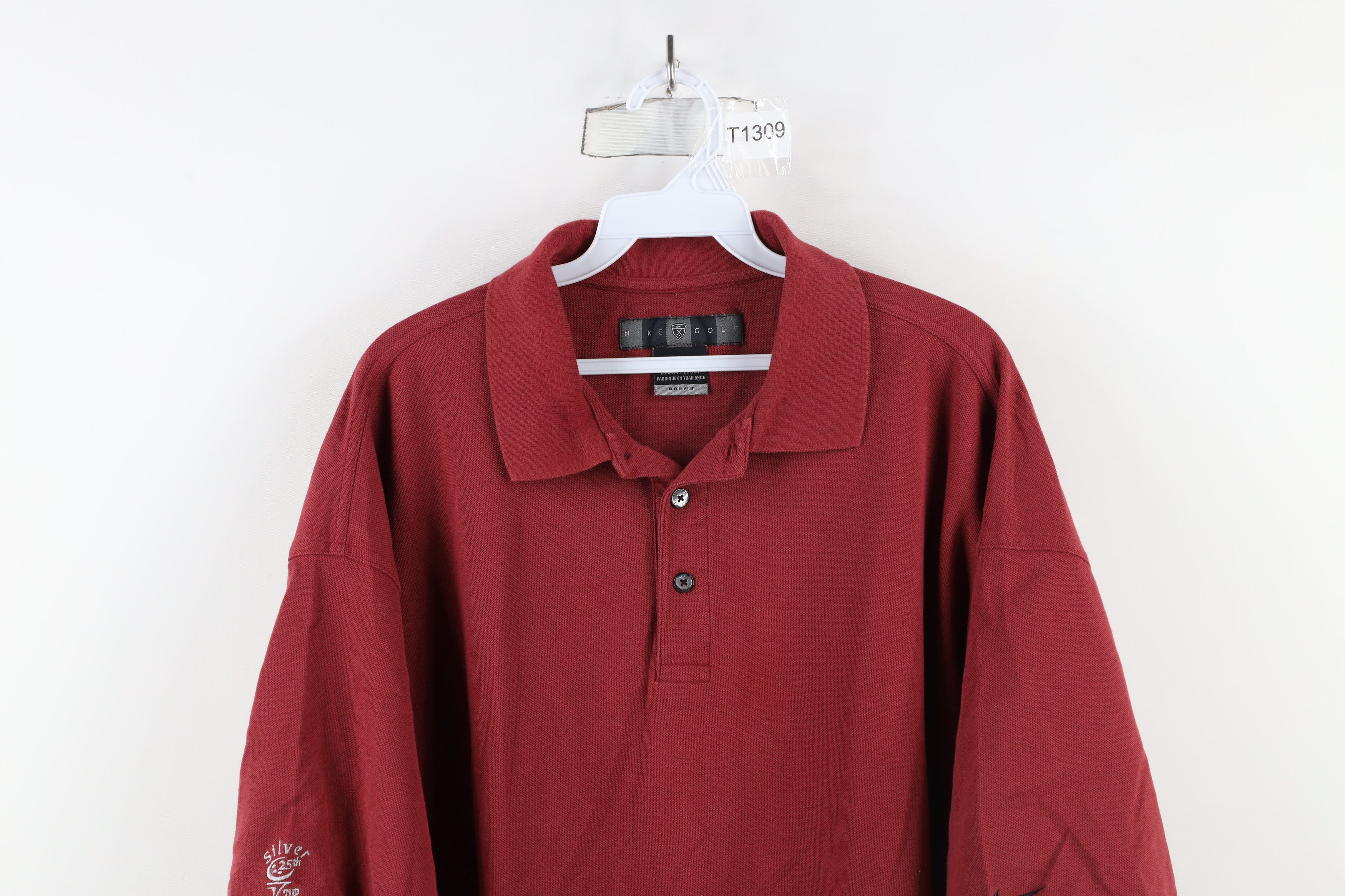 Nike × Vintage Vintage Nike Golf Scott Mini Swoosh Golf Polo Shirt Red Size US XXL / EU 58 / 5 - 2 Thumbnail