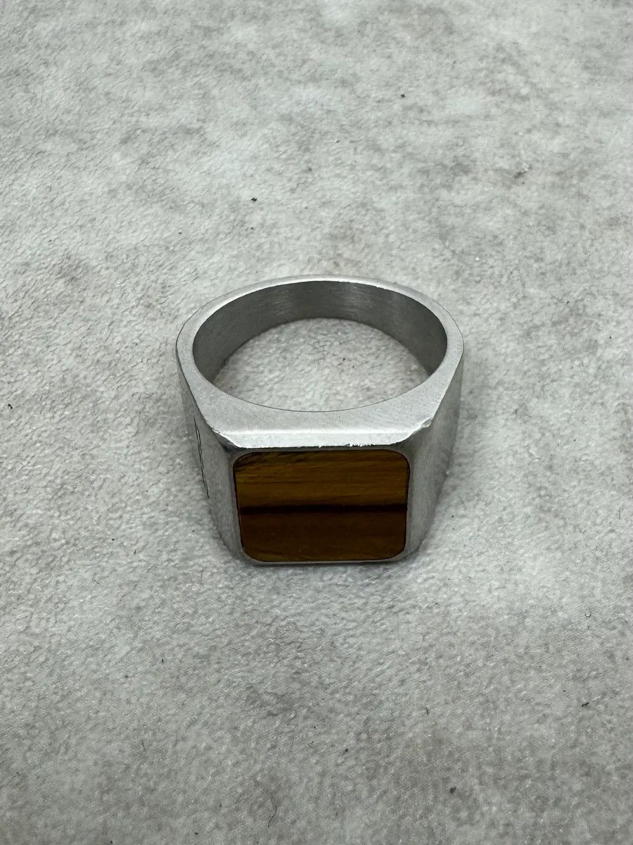 Dolce & Gabbana 2000s Dolce & Gabbana Grey Marble Effect Steel Signet Ring Size ONE SIZE - 1 Thumbnail