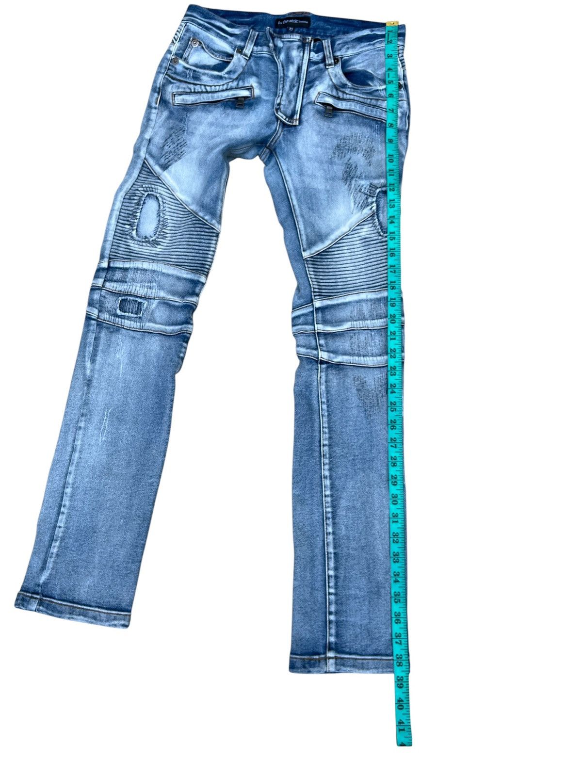 In The Attic In The Attic Homme Moto Distressed Denim Jeans Y2K Japan Size US 28 / EU 44 - 17 Thumbnail