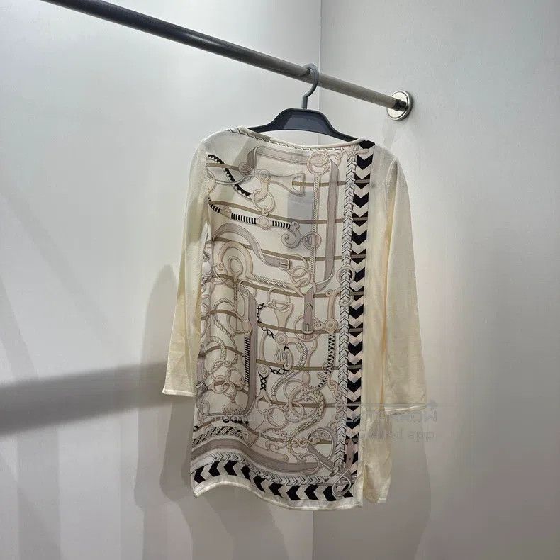 Hermes Hermes Chain Pattern Silk Wool Long Sleeve Size XXS / US 00 / IT 34 - 2 Thumbnail