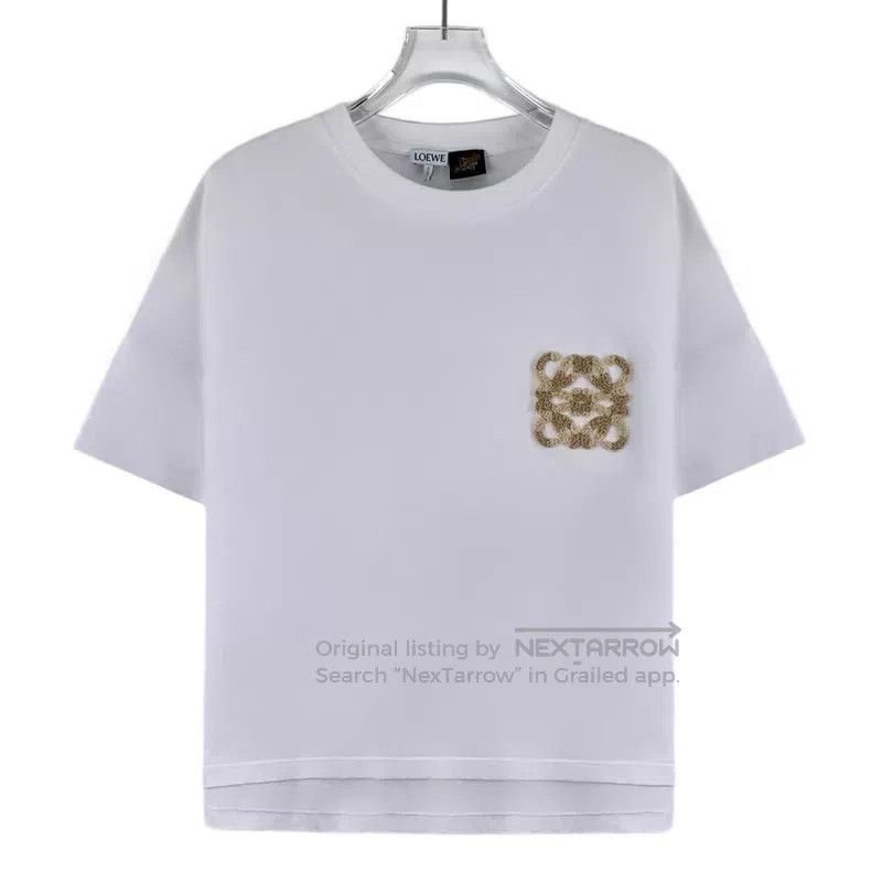 Loewe Loewe White Logo Flock Cotton Short Sleeve T-Shirt Size S / US 4 / IT 40 - 1 Thumbnail