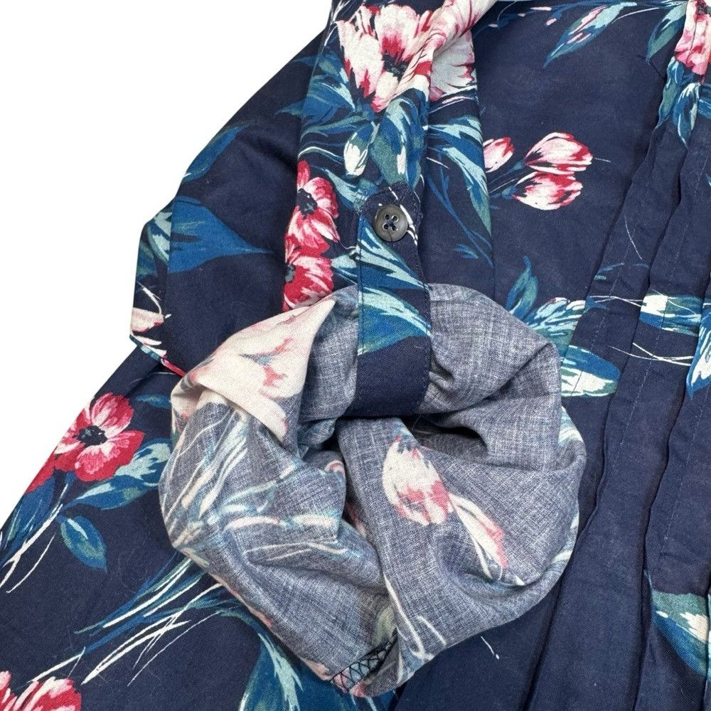 Other New Roaman's Blue Floral Long Roll -Up Sleeve Cotton Big Sh Size 4XL / US 24-26 - 4 Thumbnail