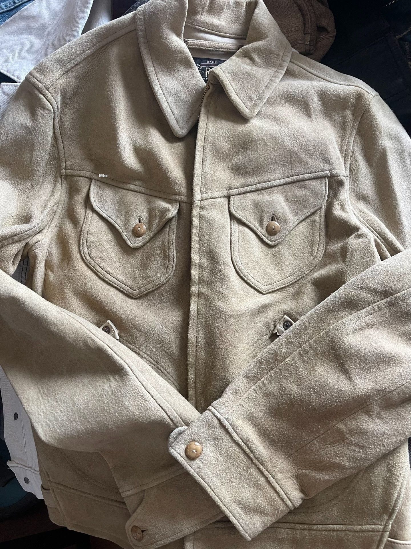 RRL Ralph Lauren RRL Beige Suede Leather Jacket Size US S / EU 44-46 / 1 - 1 Thumbnail