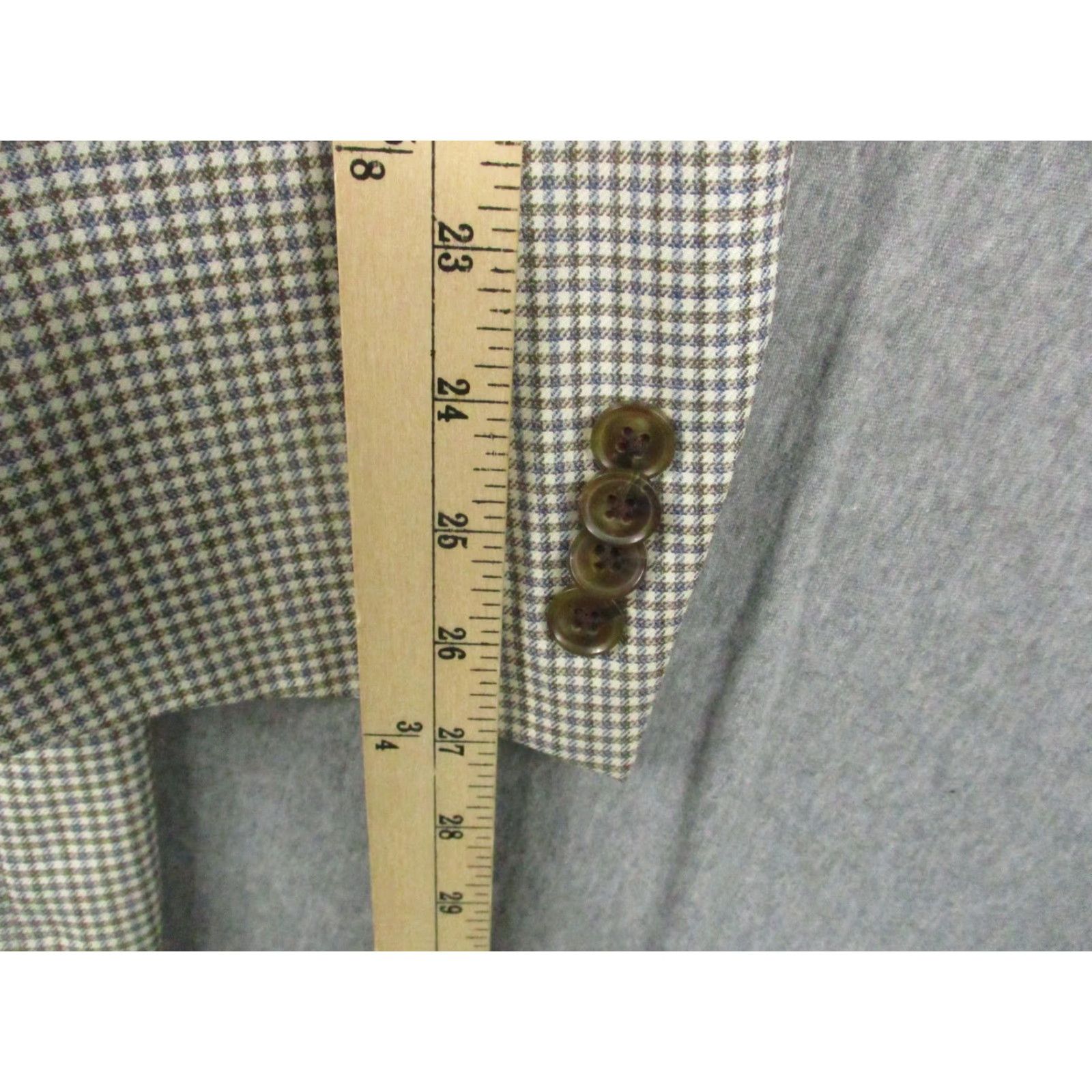 Peter Millar Peter Millar Blazer Mens 44T Gray Blue Brown Wool Check Sport Coat Casual Formal Wedding Tailored 2 Piece Notch Lapel Two-Button Long Felted? Size 44R - 5 Thumbnail