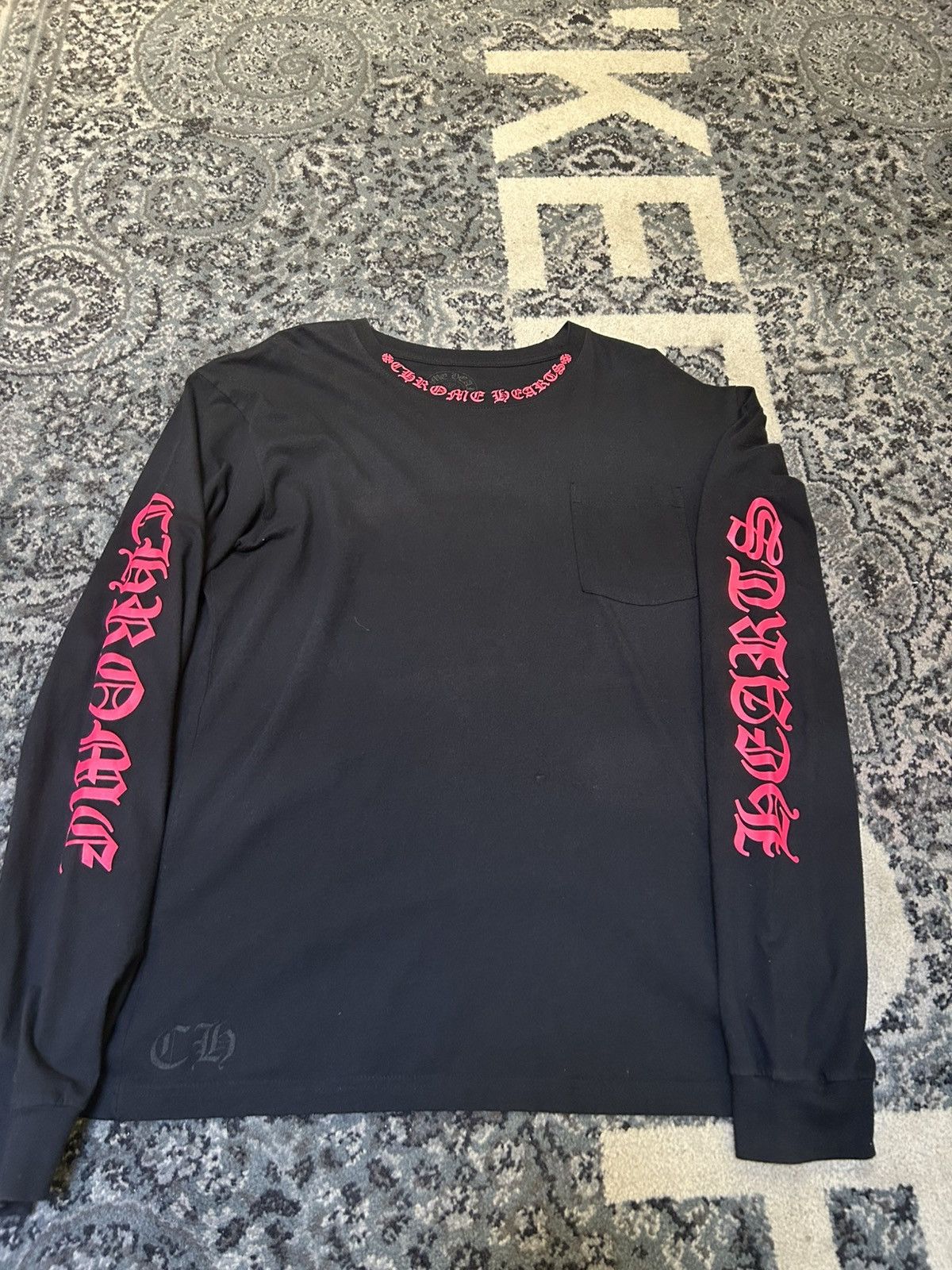 Chrome Hearts Chrome Hearts Pink Neck Logo Long Sleeve T-Shirt