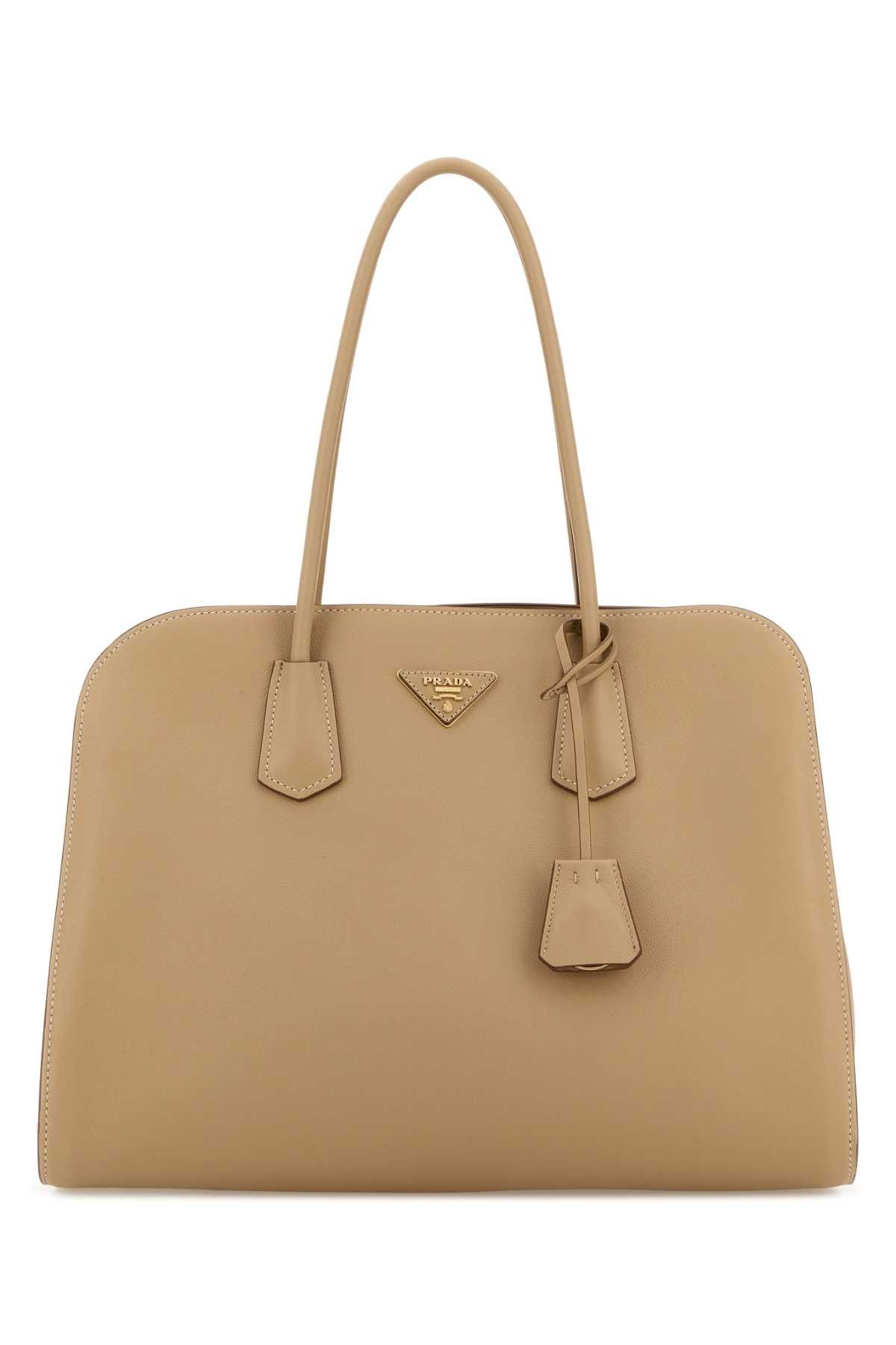 Prada Beige Leather Shopping Bag Size ONE SIZE - 1 Thumbnail