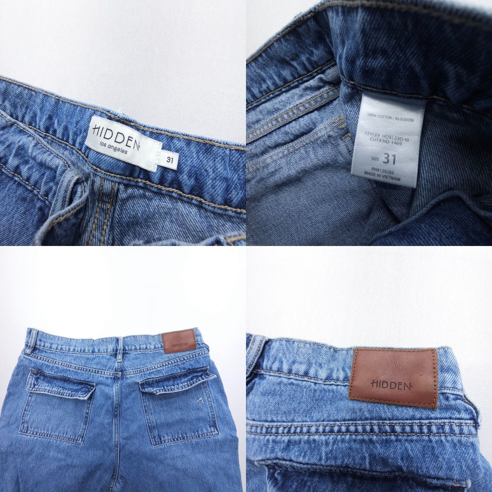 Vintage Hidden Jeans Womens 31 Blue Cargo Wide-Leg High Rise Denim 5-Pocket Bohemian Cotton Blend Skater Vintage No N/A Size 24" / US 00 / IT 34 - 8 Thumbnail
