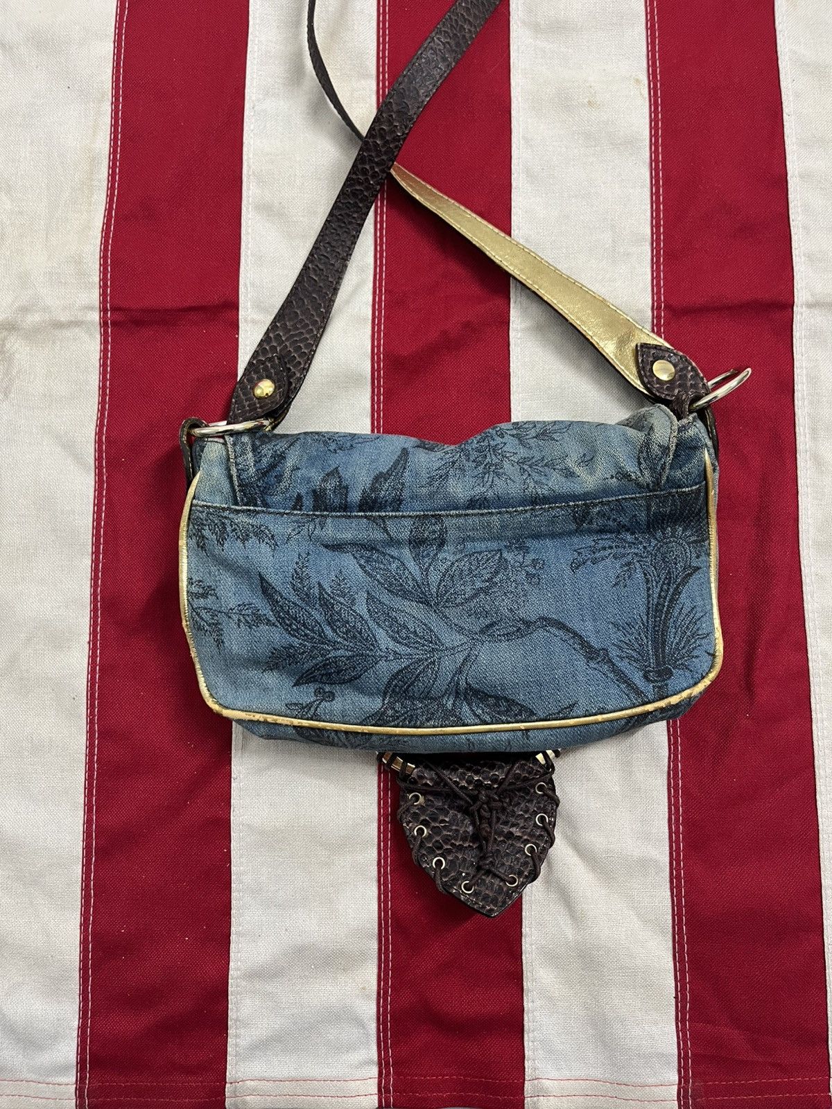 Vintage Roberto Cavalli Freedom Denim Shoulder Bag Y2K