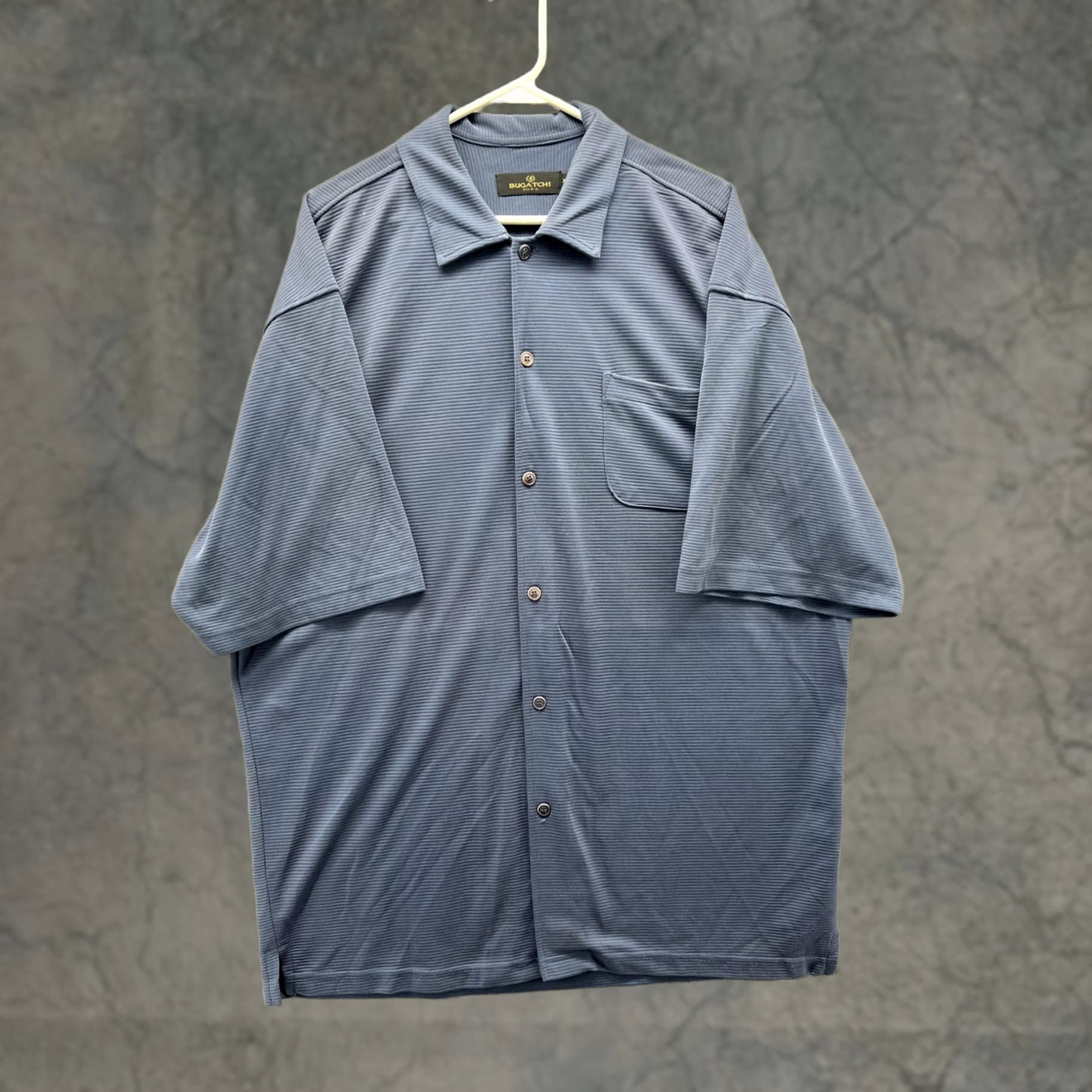 BUGATCHI Bugatchi Shirt Mens 2XL Blue Textured Short Sleeve Button Front Casual Knit Size US XXL / EU 58 / 5 - 1 Thumbnail