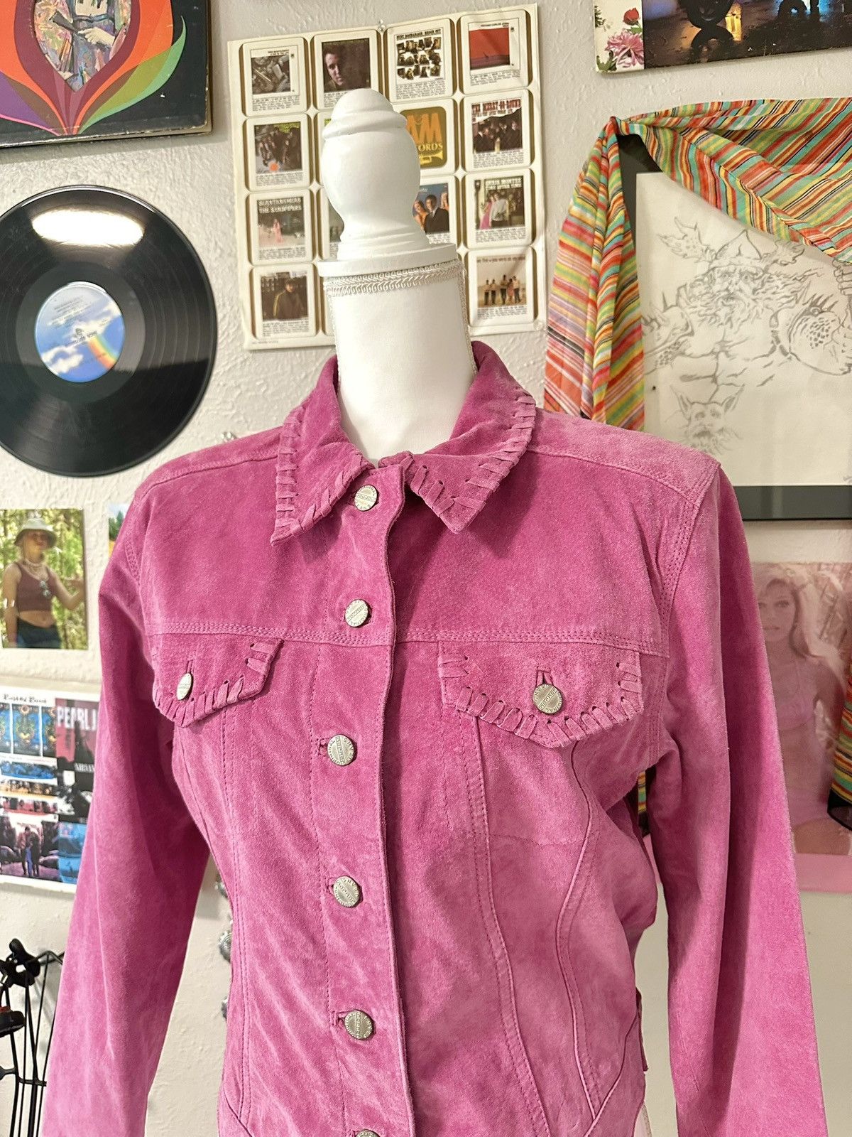 Vintage Vintage Pink Leather Jacket Size L / US 10 / IT 46 - 4 Thumbnail