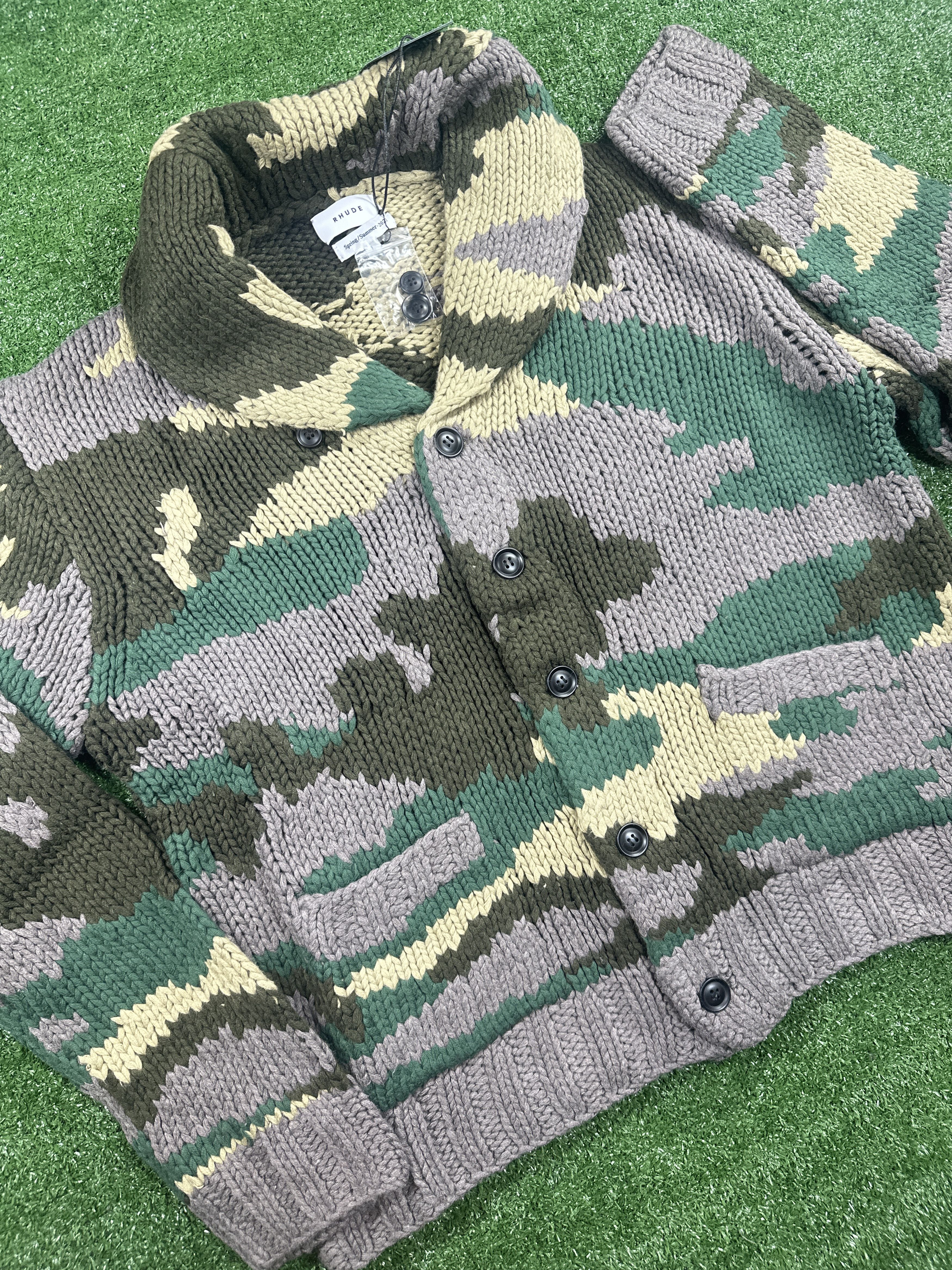 Rhude Rhude Heavyweight Knit Men's Camo Cardigan - Size Large Size US L / EU 52-54 / 3 - 2 Thumbnail