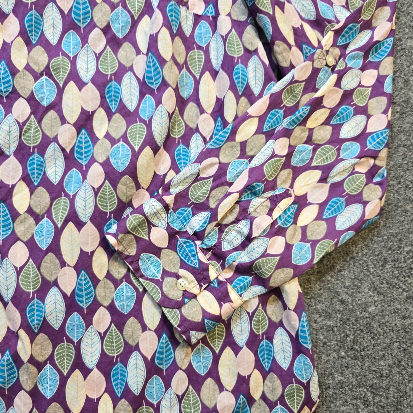 Talbots Talbots Top Women XL Purple Blue Leaves Floral Button Long Sleeve Casual Career Shirt Women XL Purple Floral Button Front Catseyes? Size XL / US 12-14 / IT 48-50 - 3 Thumbnail