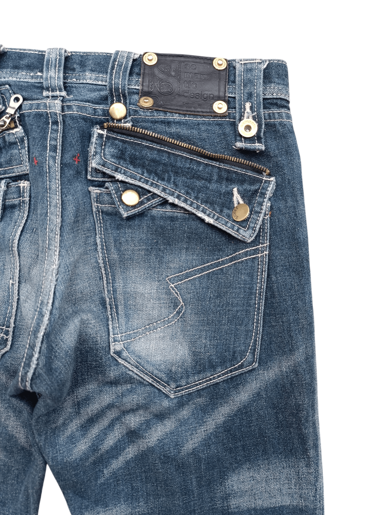 If Six Was Nine SEMANTIC DESIGN Japan Skinny Whiskers Faded Denim Size US 30 / EU 46 - 10 Thumbnail