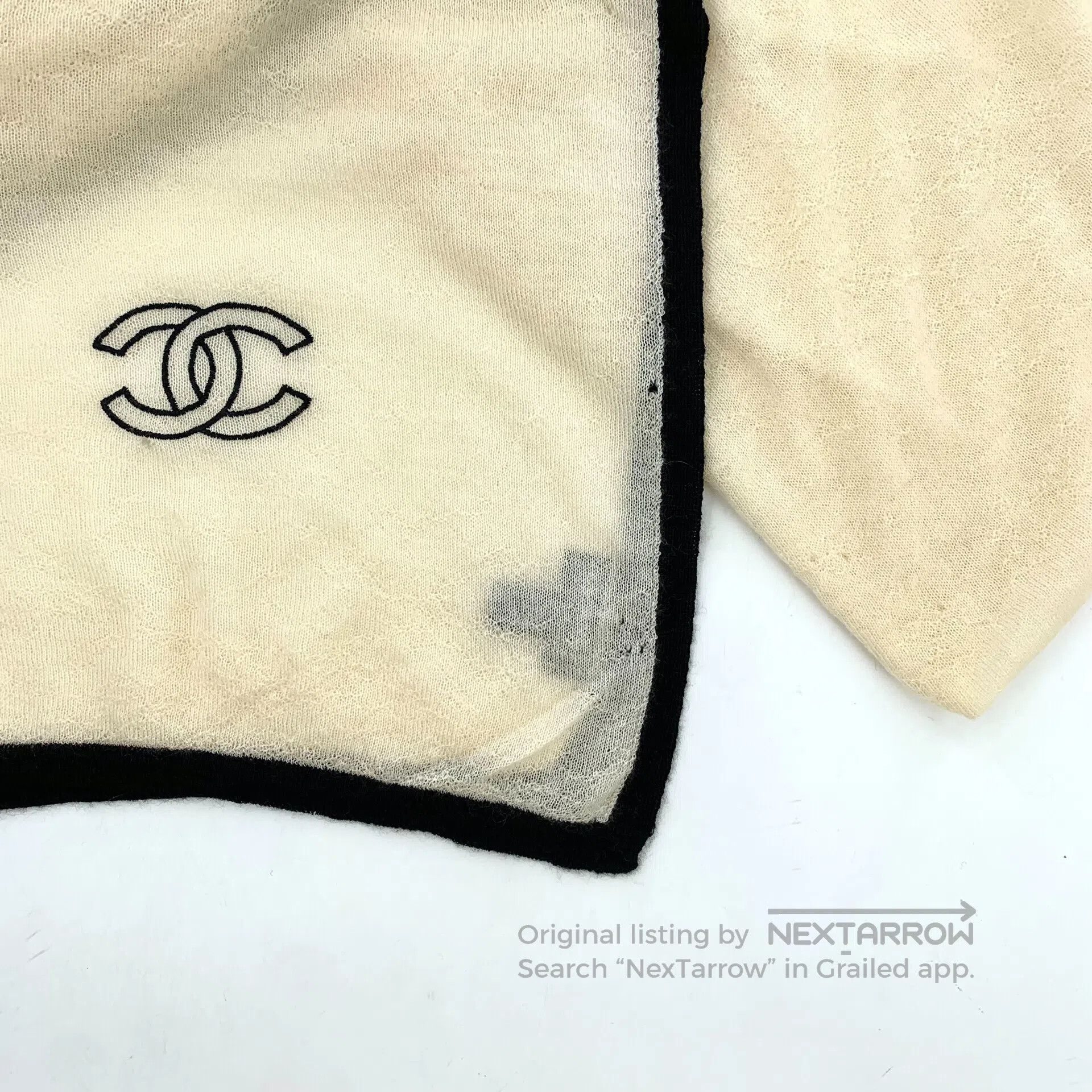 Chanel Chanel Beige double C embroidery cashmere scarf| Size ONE SIZE - 5 Thumbnail
