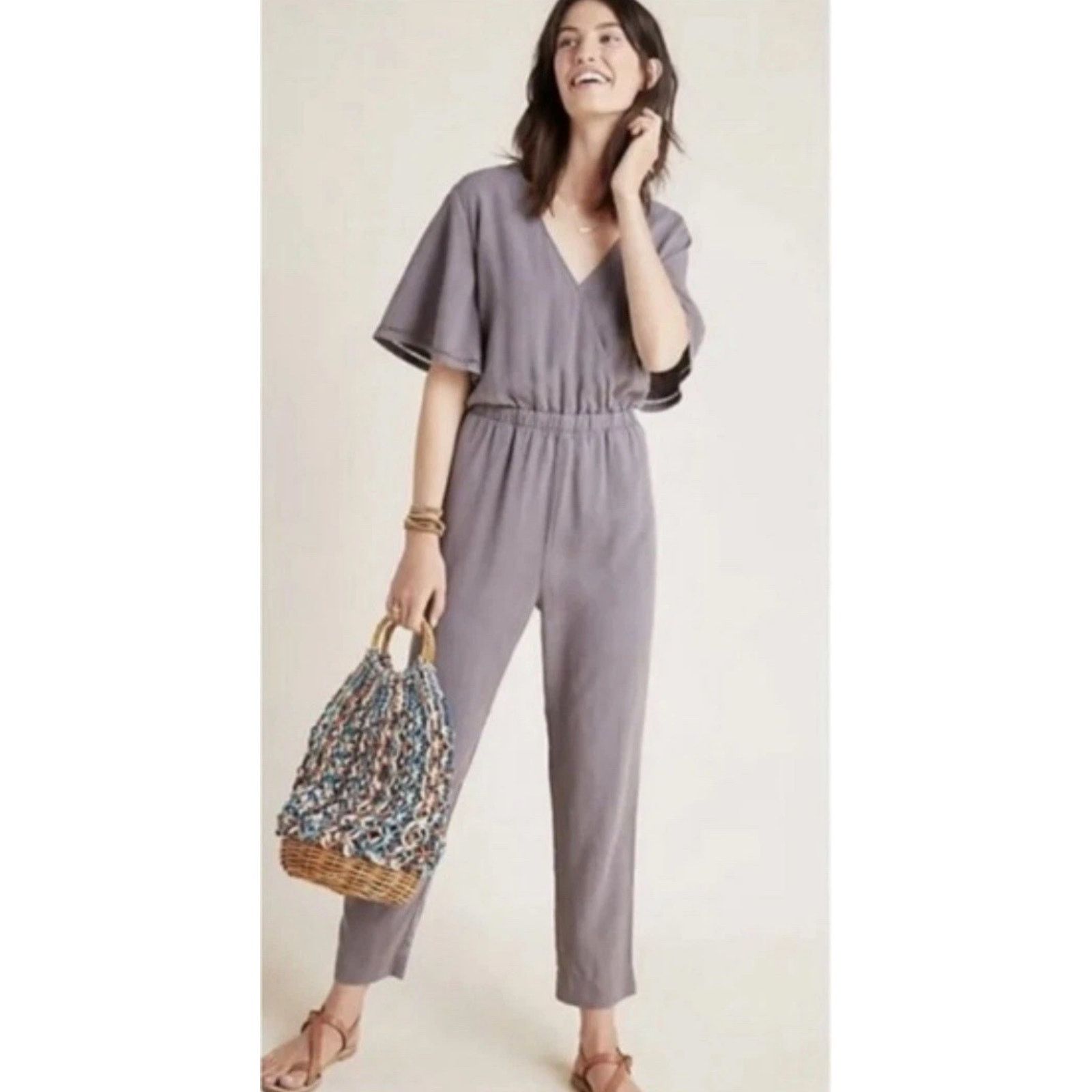 Anthropologie Anthropologie Cloth & Stone Gray Chambray Jumpsuit sz XS Size 25" / US 0 / IT 36 - 8 Thumbnail