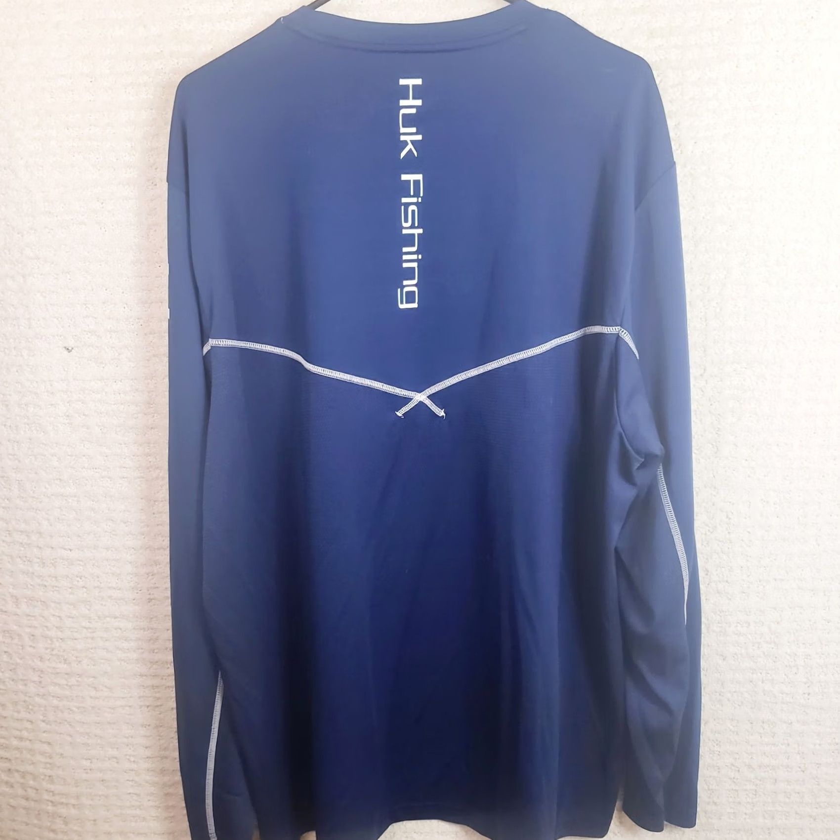 Vintage Huk Fishing Shirt Mens XXL Blue Long Sleeve Performance Stretch Sun Protection Logos Size US XXL / EU 58 / 5 - 5 Thumbnail