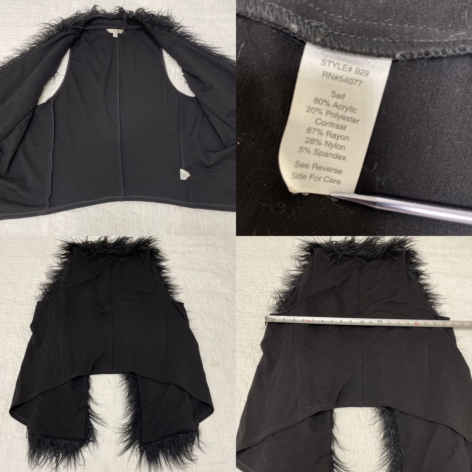 Vintage CAbi Vest Shirt Women Open Front Faux Fringe Fur Black S Infinite Small Size S / US 4 / IT 40 - 8 Thumbnail