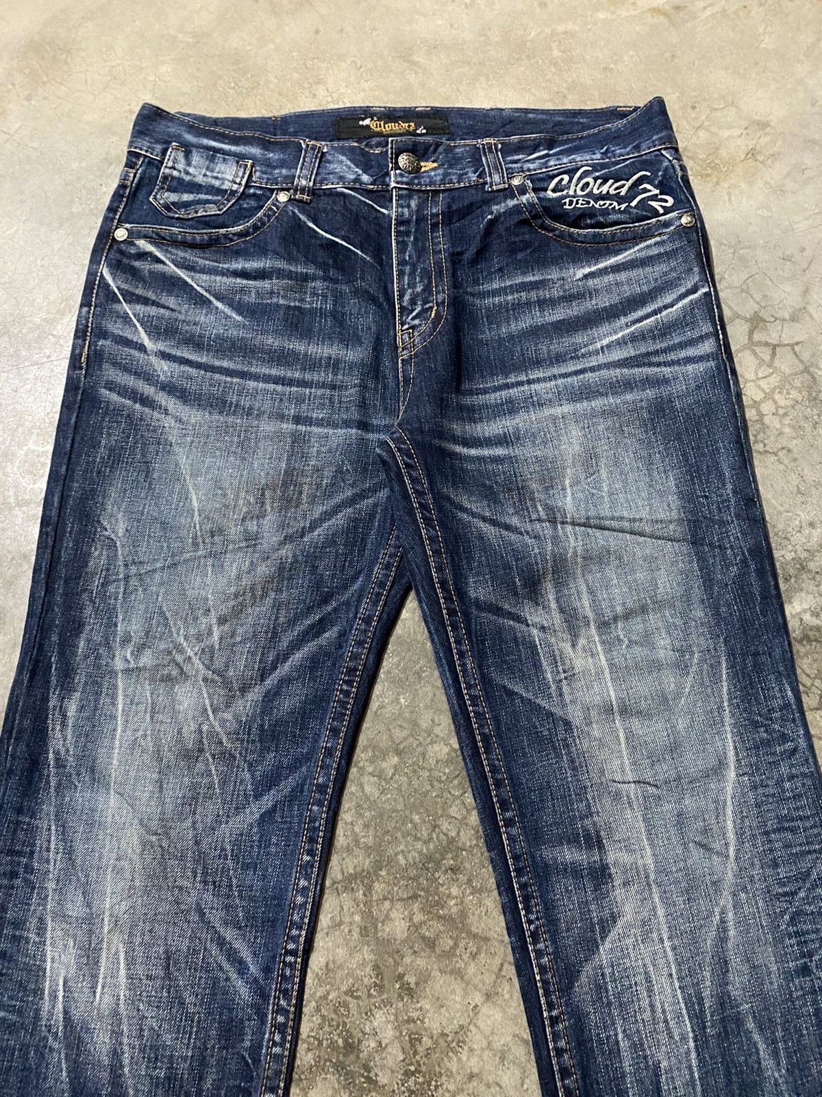 If Six Was Nine × Japanese Brand × Tornado Mart Baggy Jeans Cloud72 Skull Patch Distressed Design Size US 36 / EU 52 - 12 Thumbnail