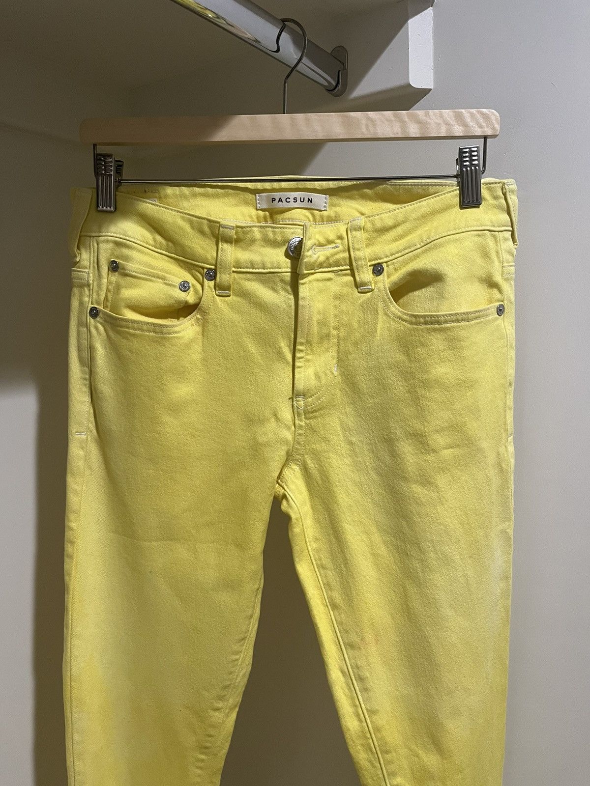 Pacsun Yellow Super Stacked Denim Custom Jeans Size US 29 - 3 Thumbnail