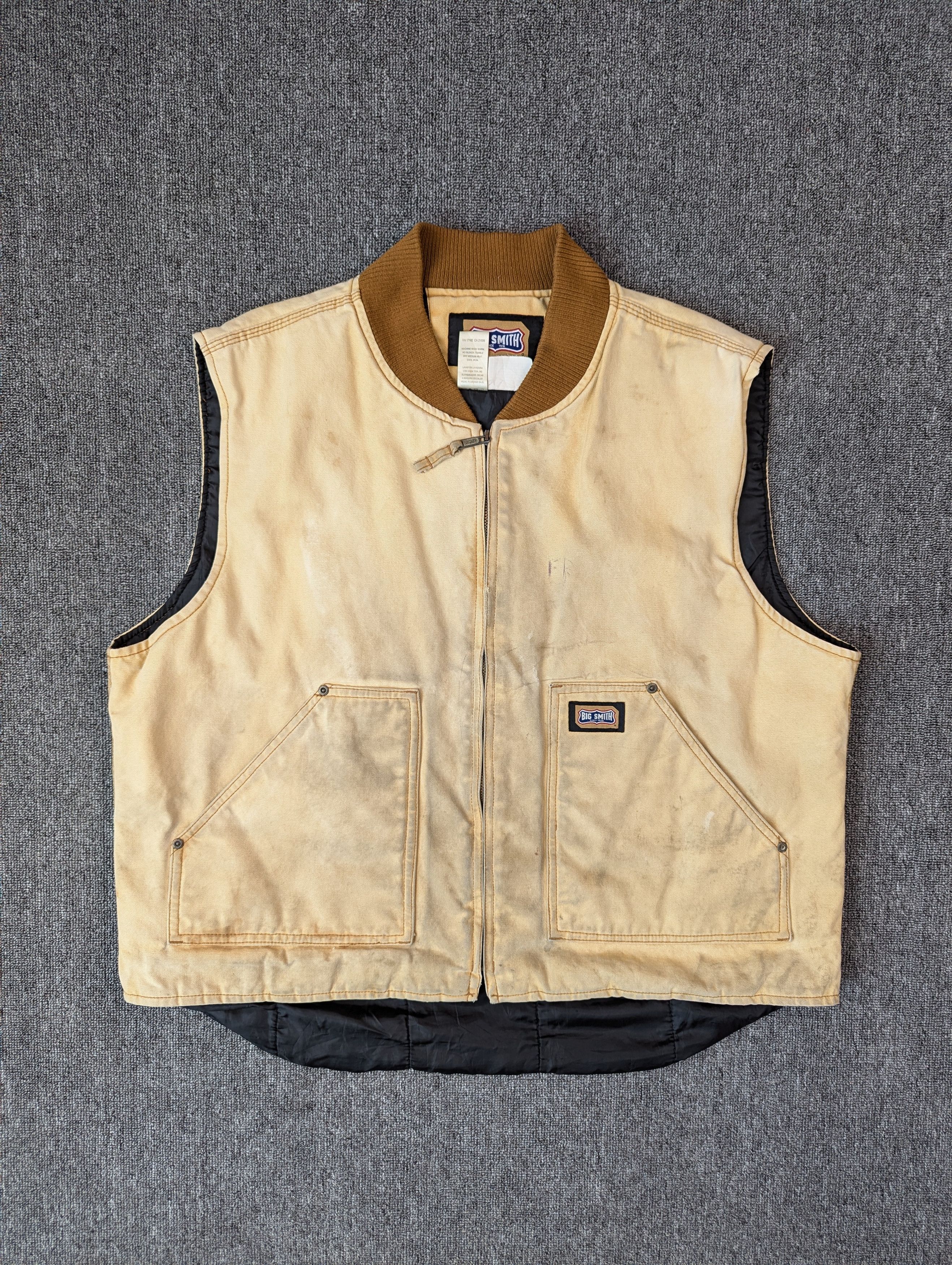 Vintage Big Smith Distressed Canvas Vest Jacket Size XL