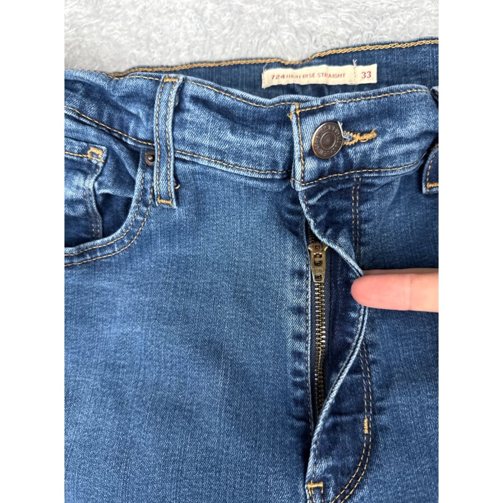 Levi's Levi's Jeans Womens 33 Blue Denim Big E 724 High Rise Straight Fit Cotton 33x30 Size 24" / US 00 / IT 34 - 5 Thumbnail