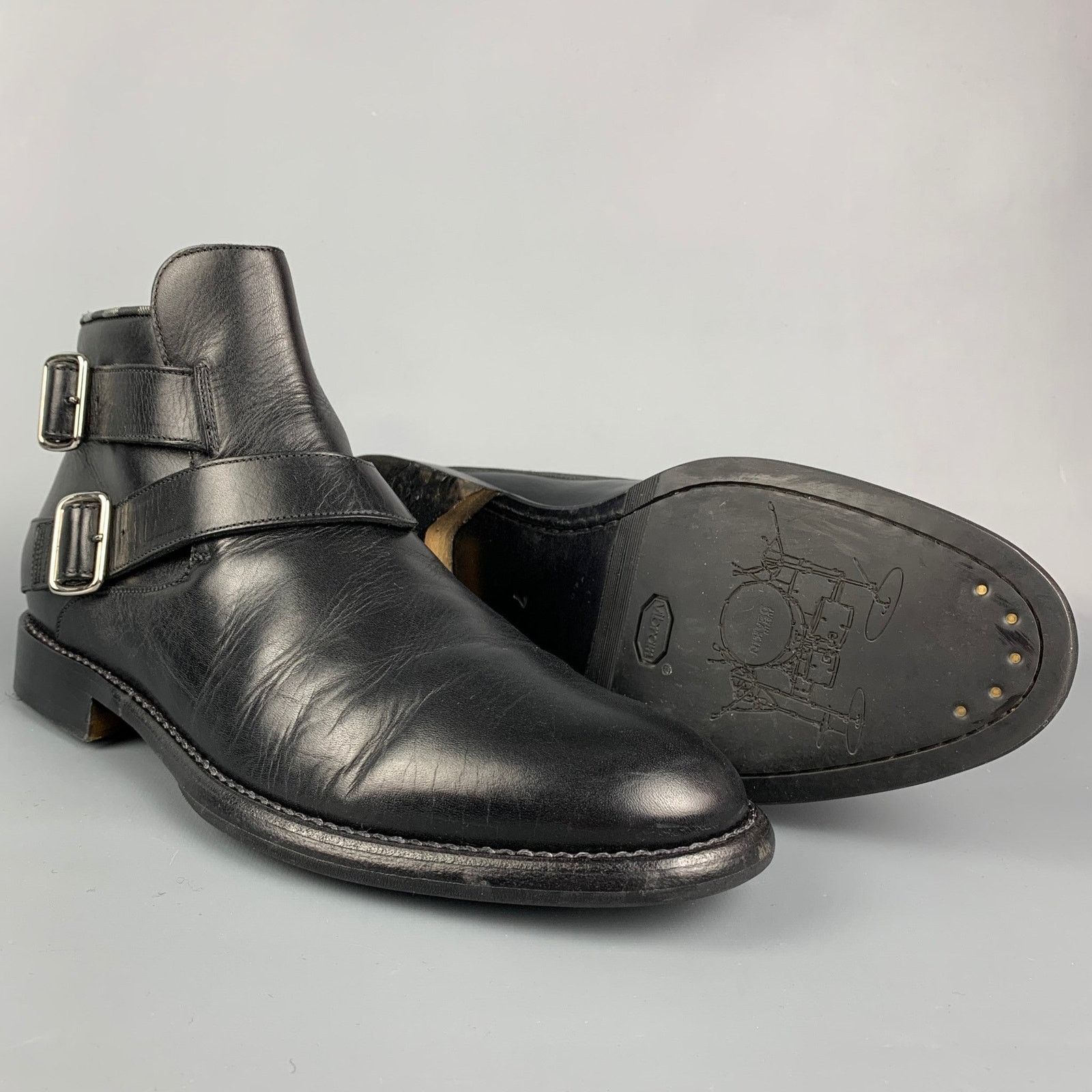Other JUSTIN DEAKIN Size 7 Black Leather Double Buckle Ankle Boots Size US 7 / EU 40 - 3 Thumbnail