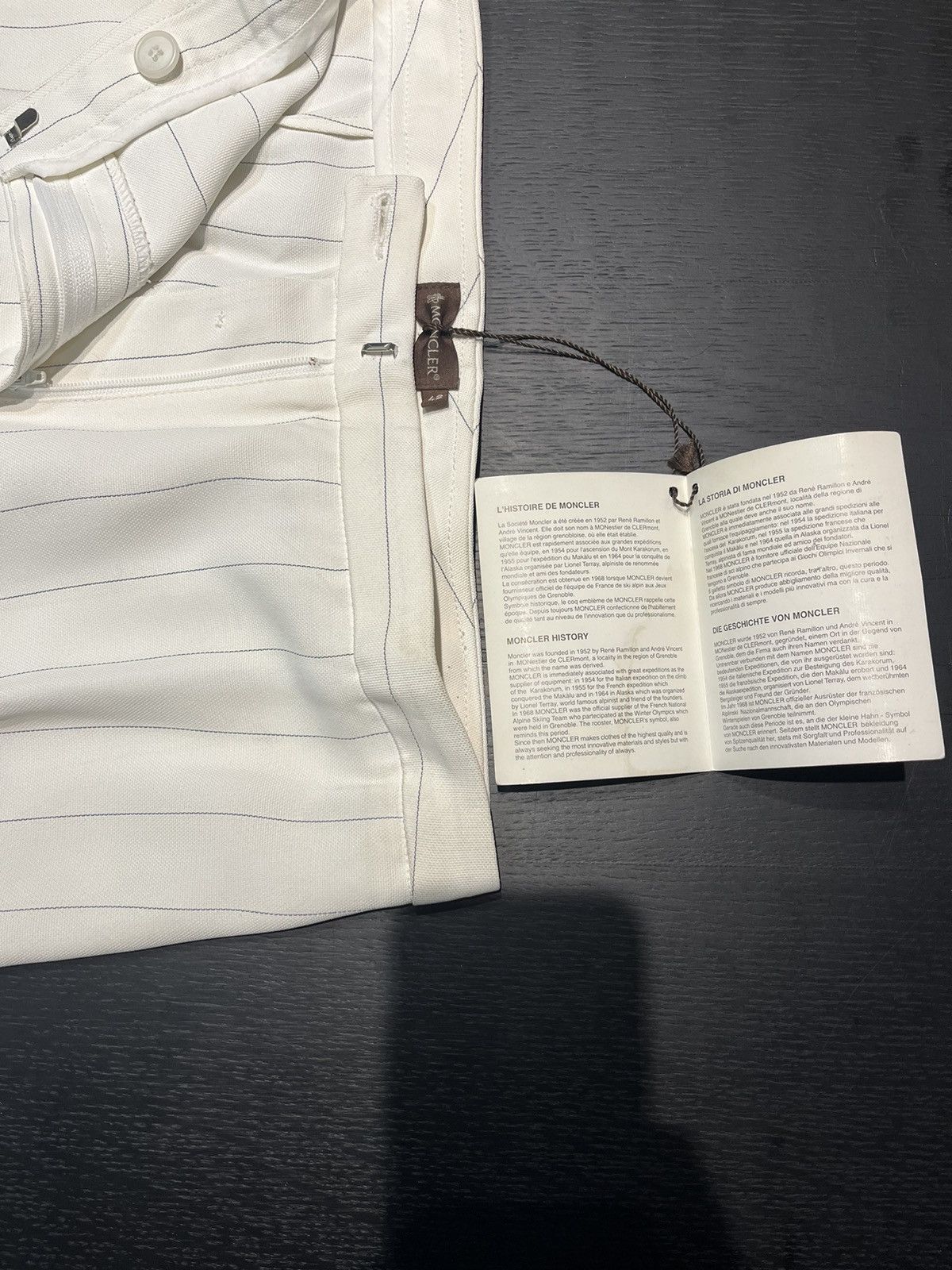 Moncler × Vintage Moncler Ladies’ White Pinstriped Cotton Trouser Pants Size 30" / US 8 / IT 44 - 4 Thumbnail