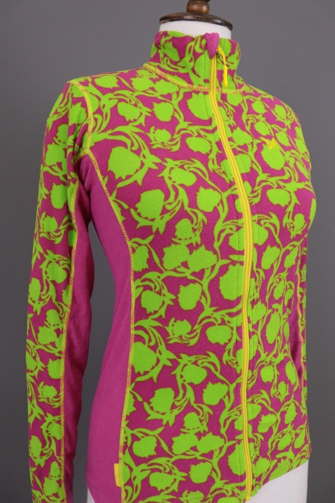 Designer Kari Traa Green Floral Full Zip Fleece Jacket Size S Size S / US 4 / IT 40 - 8 Thumbnail