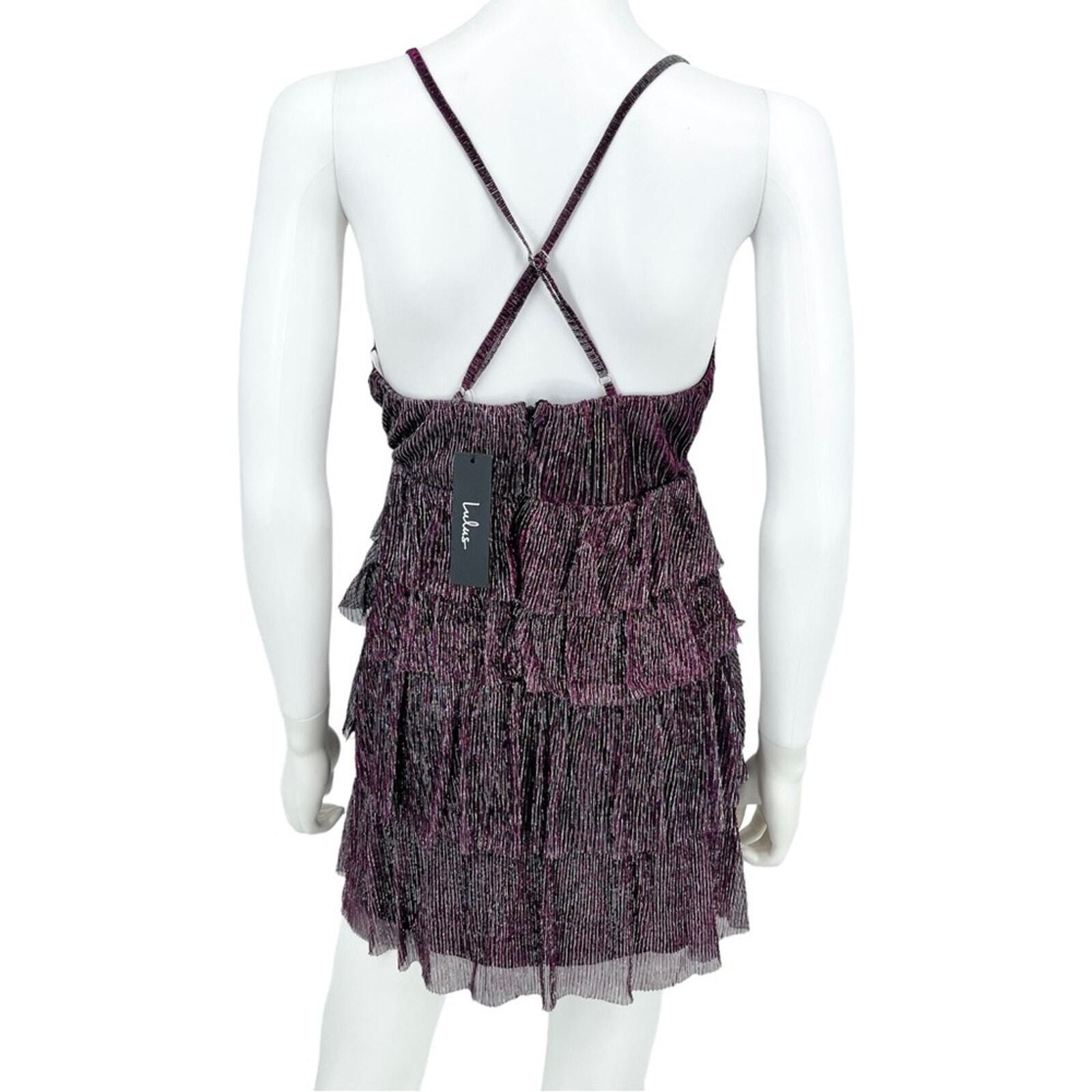 Other Lulus Dress S Glowing Gorgeous Mini Metallic Tiered NWT Size S / US 4 / IT 40 - 5 Thumbnail