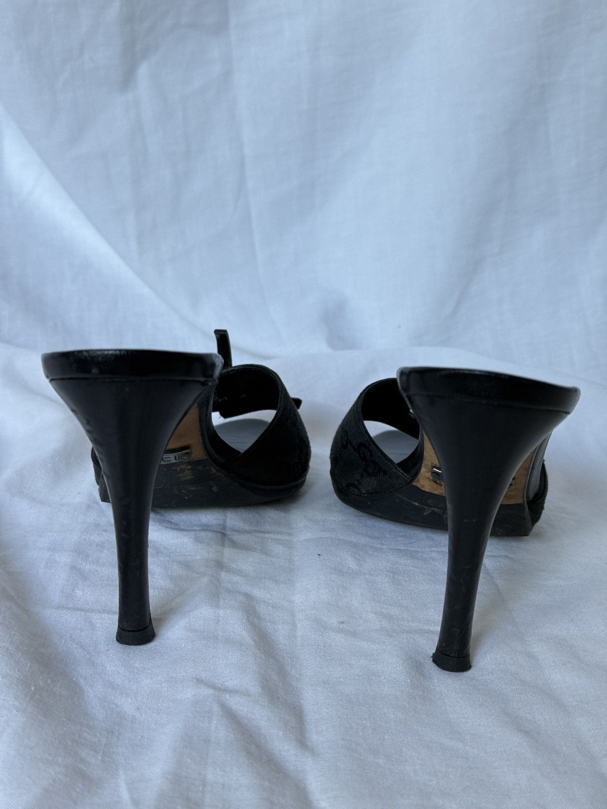Gucci Gucci Black Canvas Monogram GG Mules Heels Size US 5.5 / IT 35.5 - 5 Thumbnail