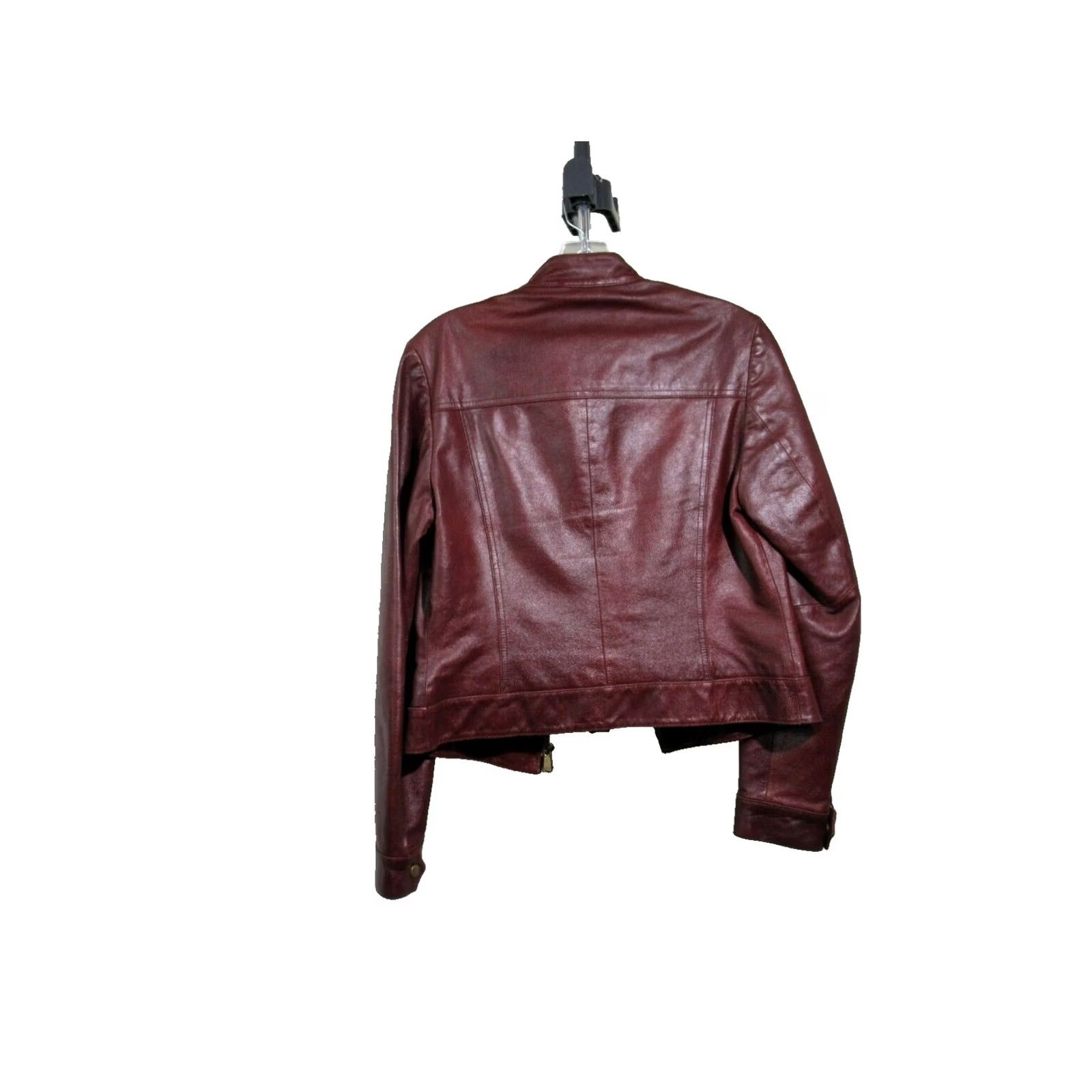 Vintage VINTAGE Michael Hoban Ezza Moto Leather Jacket Womens Large Distressed Red Burgundy Brass Hardware Jacket 90s Biker Size L / US 10 / IT 46 - 3 Thumbnail