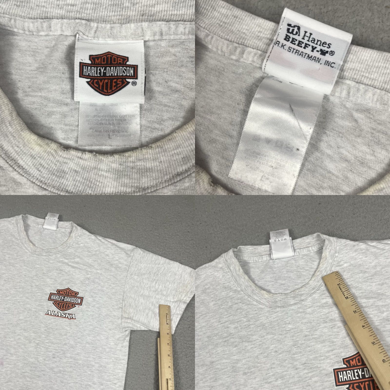 Harley Davidson VINTAGE Harley-Davidson T Shirt Adult L Gray Alaska Fairbanks Motorcycle Vtg Mens Short Sleeve T-Shirt Size US L / EU 52-54 / 3 - 8 Thumbnail