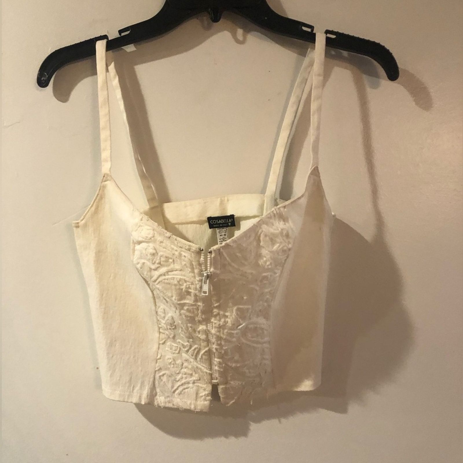 Cosabella Embroidered zip front crop top white Cosabella made in Italy Size S / US 4 / IT 40 - 2 Thumbnail