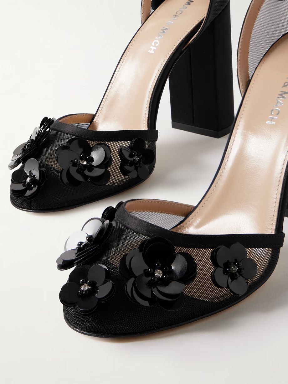 MACH & MACH o1s22i1n0724 Mesh Decollete Pumps in Black Size US 7 / IT 37 - 4 Thumbnail