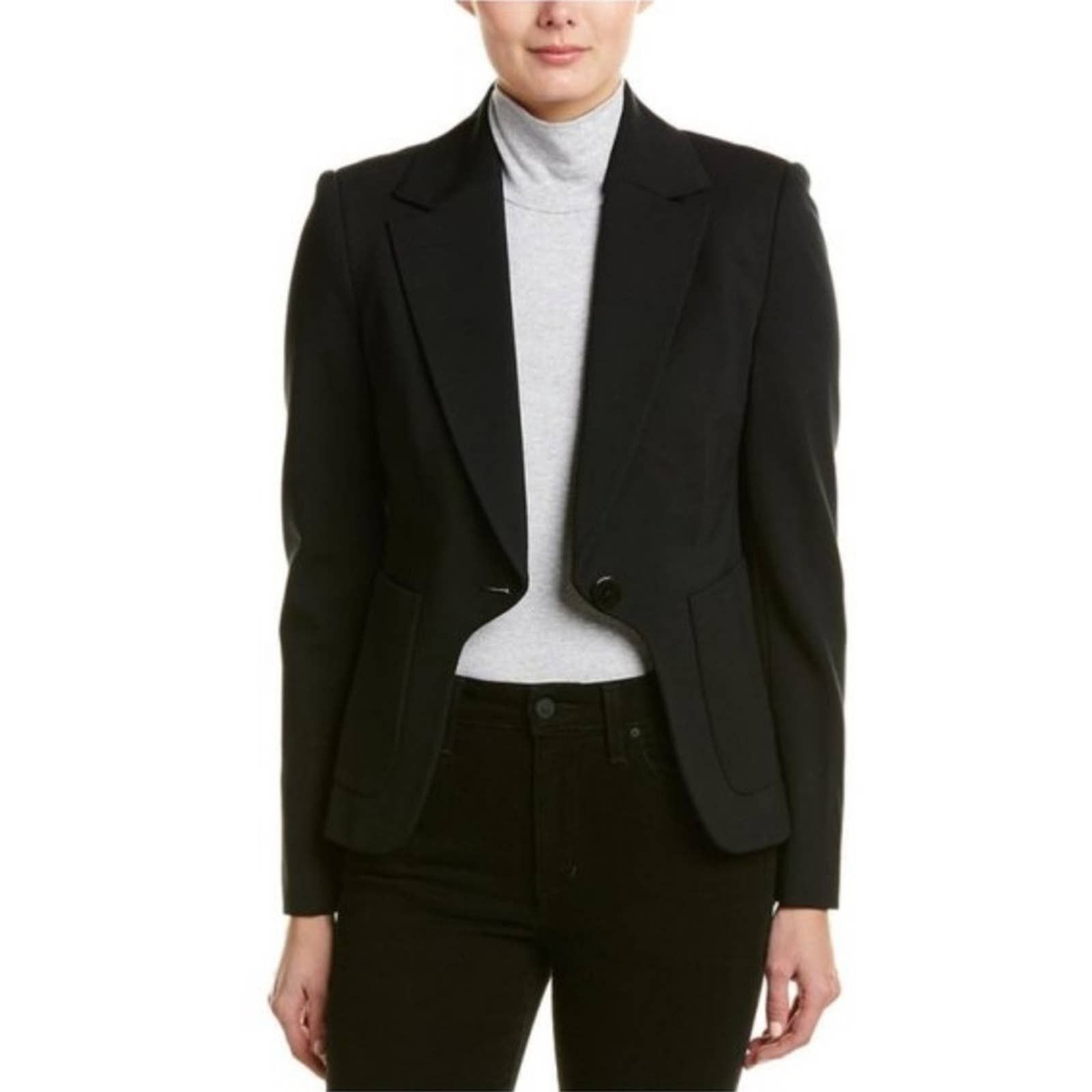 image of Diane Von Furstenberg Dvf Blazer Flynn Jacket Shoulder Pads Black Sz. 12, Women's (Size XL)