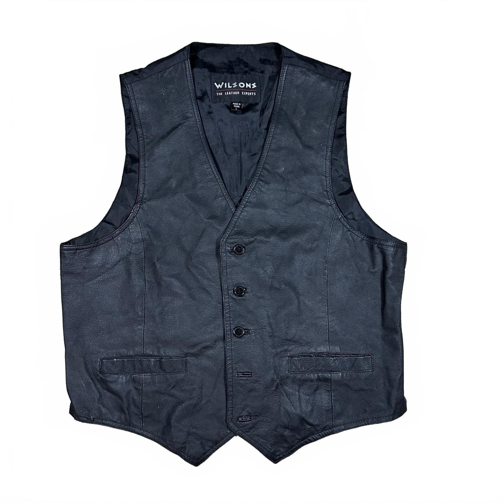 Wilson Wilsons Menswear Leather Vest L Black Vintage Size US L / EU 52-54 / 3 - 1 Thumbnail