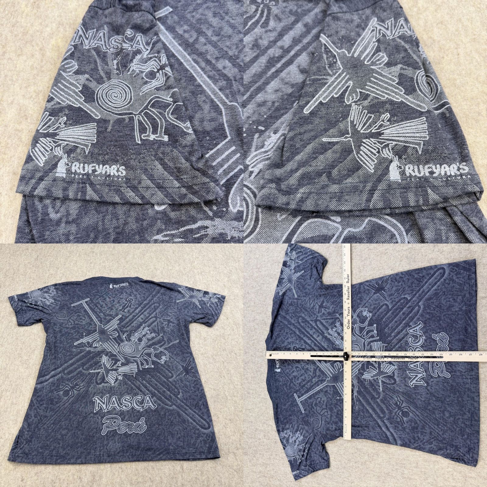 Vintage Nasca Lines Peru Shirt Mens Large Gray AOP Graphic Souvenir Rufyar's Size US L / EU 52-54 / 3 - 8 Thumbnail