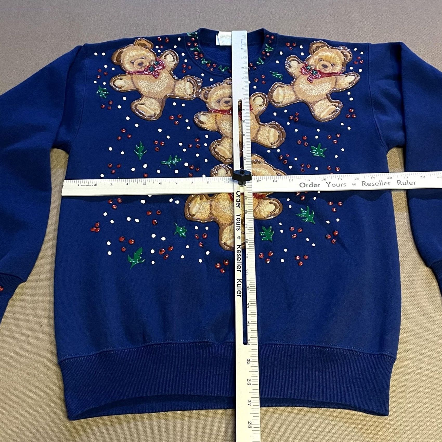 Lee VINTAGE Lee Sturdy Sweats Sweater Womens Large Blue Teddy Bear Christmas 90s USA Size L / US 10 / IT 46 - 6 Thumbnail