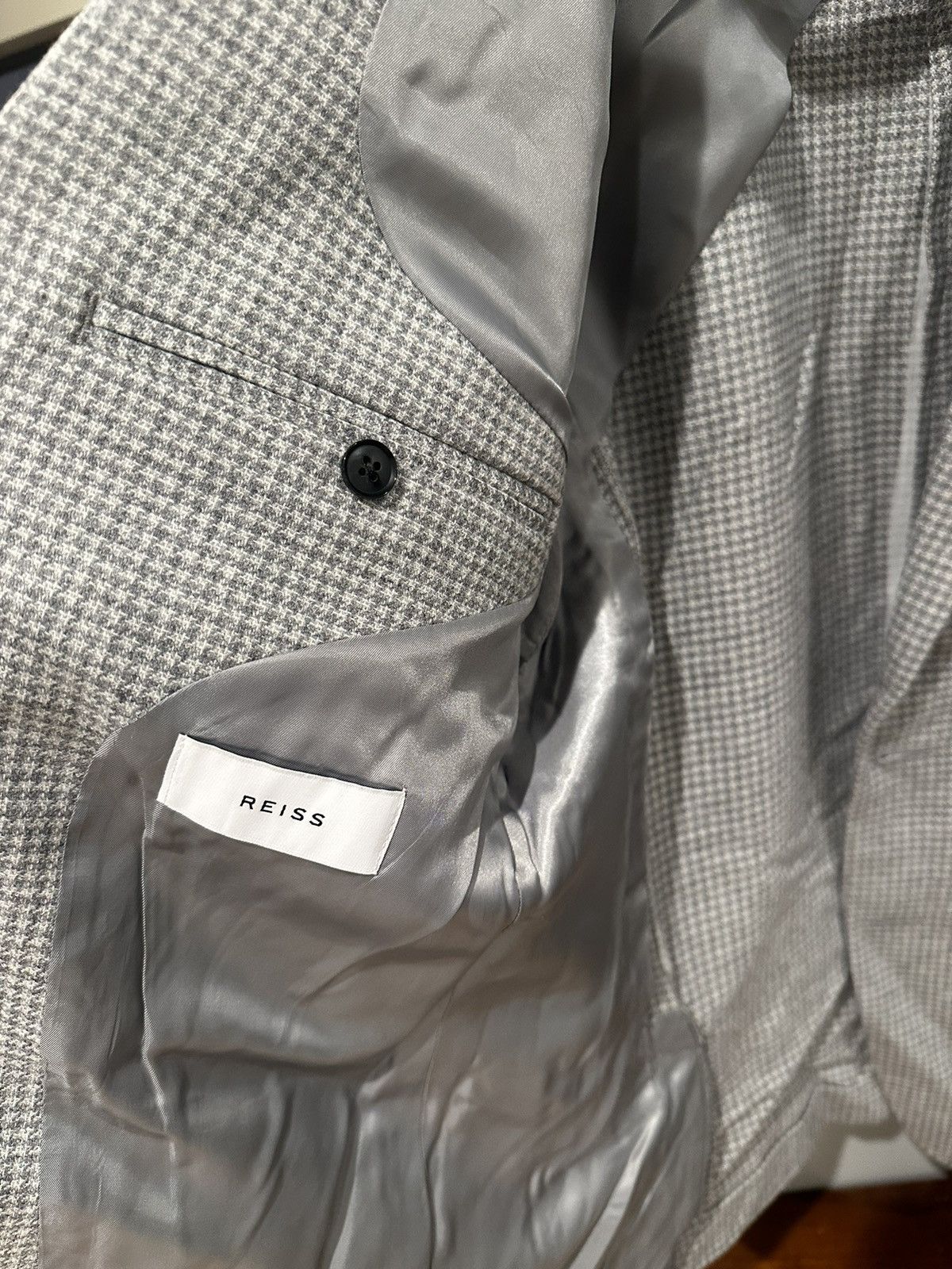 Reiss Reiss 40/50 Grey Houndstooth Wool Blend Jacket Size 40R - 3 Thumbnail