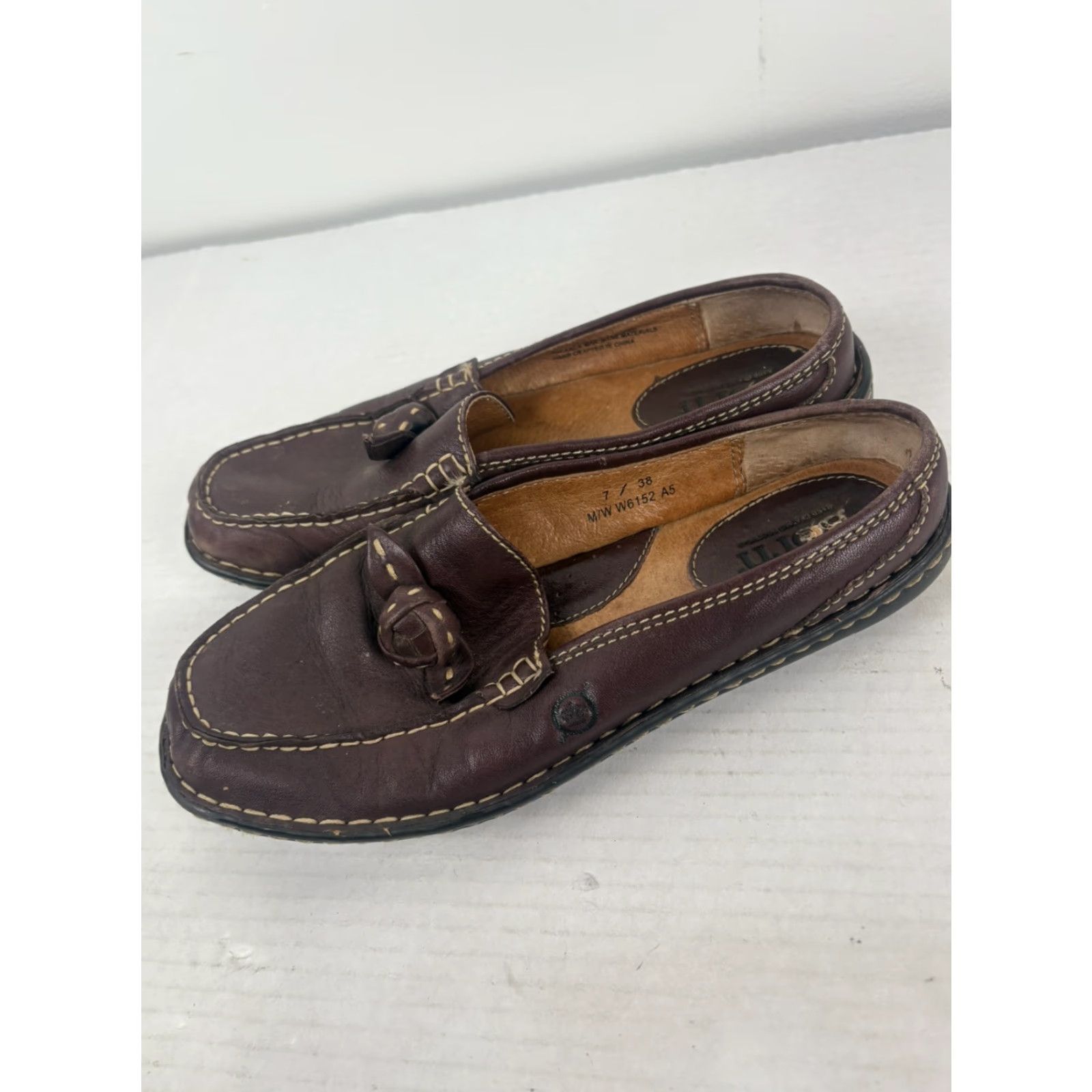 Born Born Women's Leather Flat Mules Size 7 Brown Casual Slip-On Comfort City Size US 7 / IT 37 - 3 Thumbnail